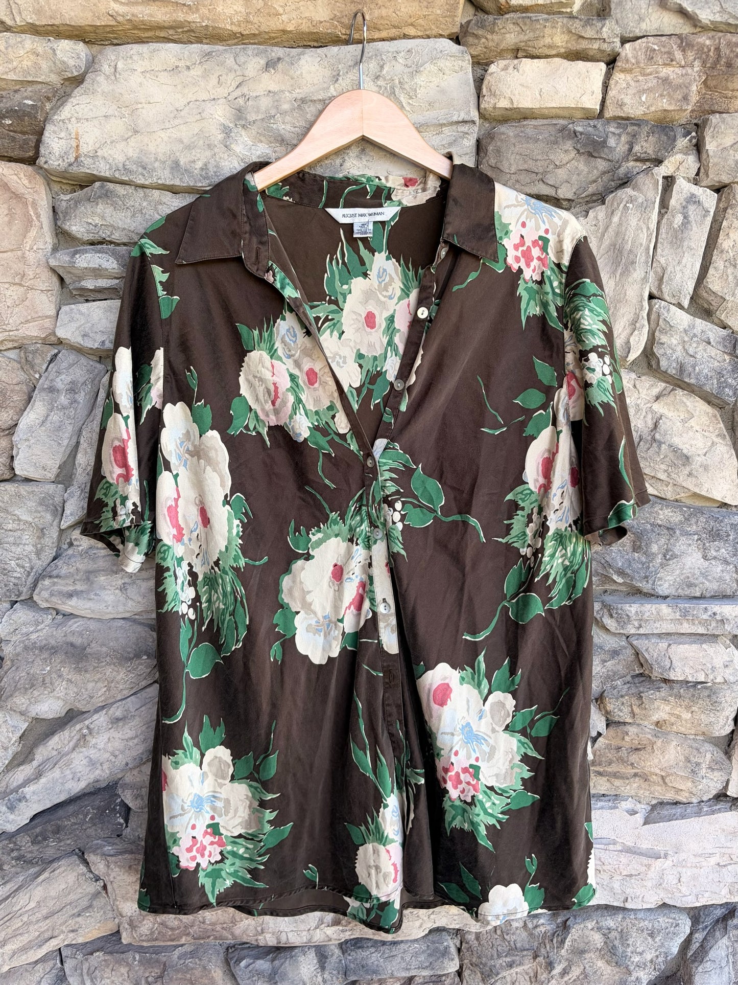 Vintage August Max Woman Silk Floral Shirt