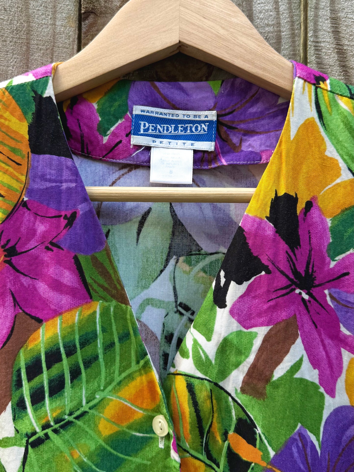 Vintage Pendleton Petite Hawaiian Floral Button-Up Shirt