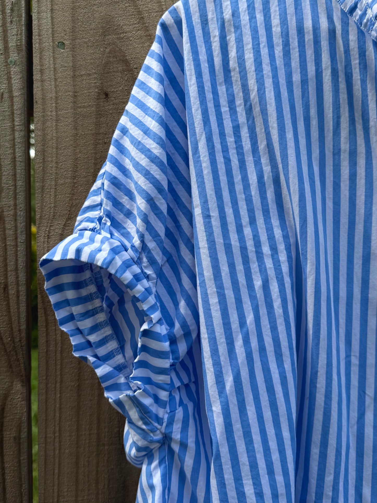 Vintage Blue + White Striped Button Down