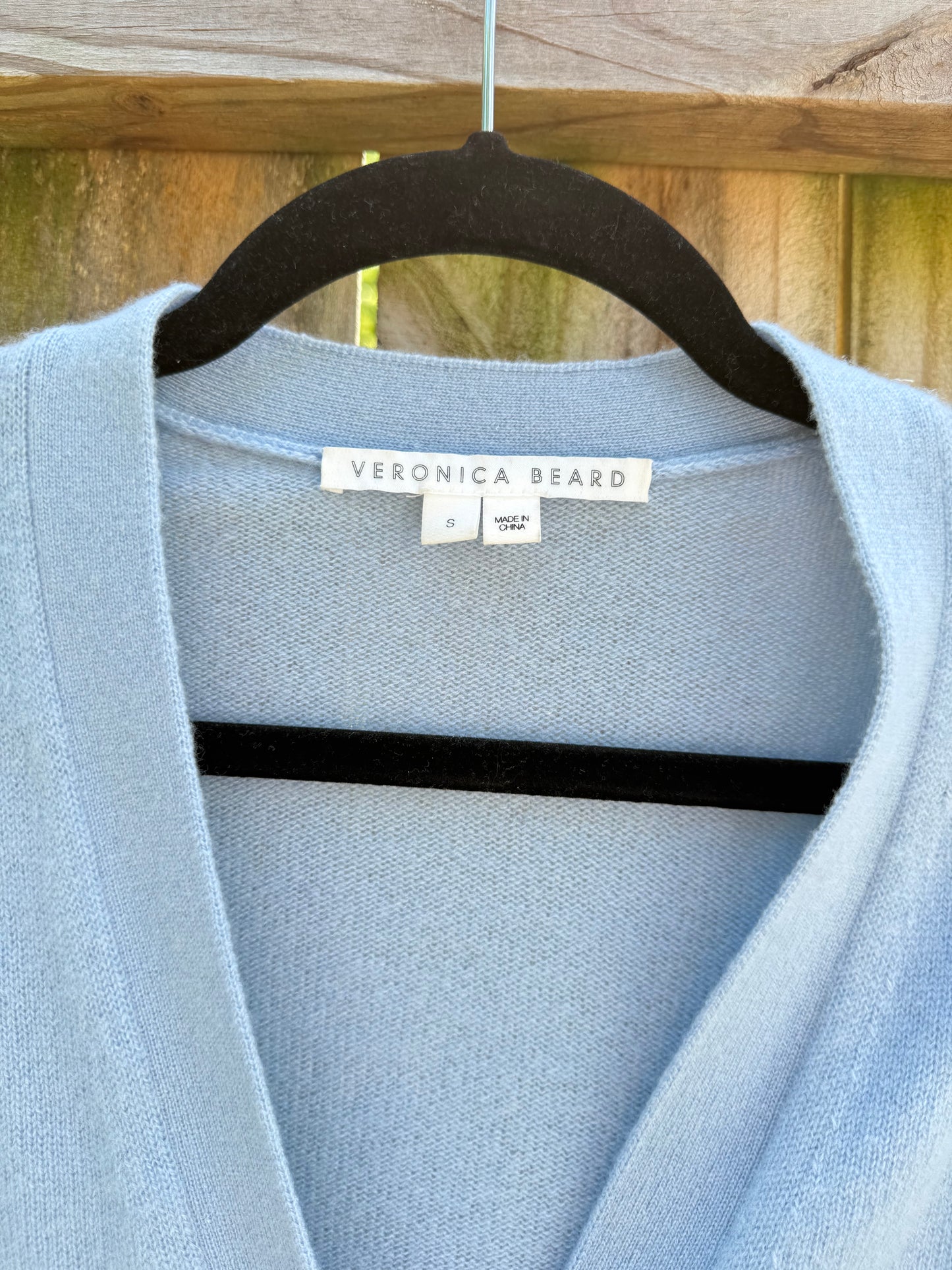 Veronica Beard Powder Blue Cashmere Crest Cardigan