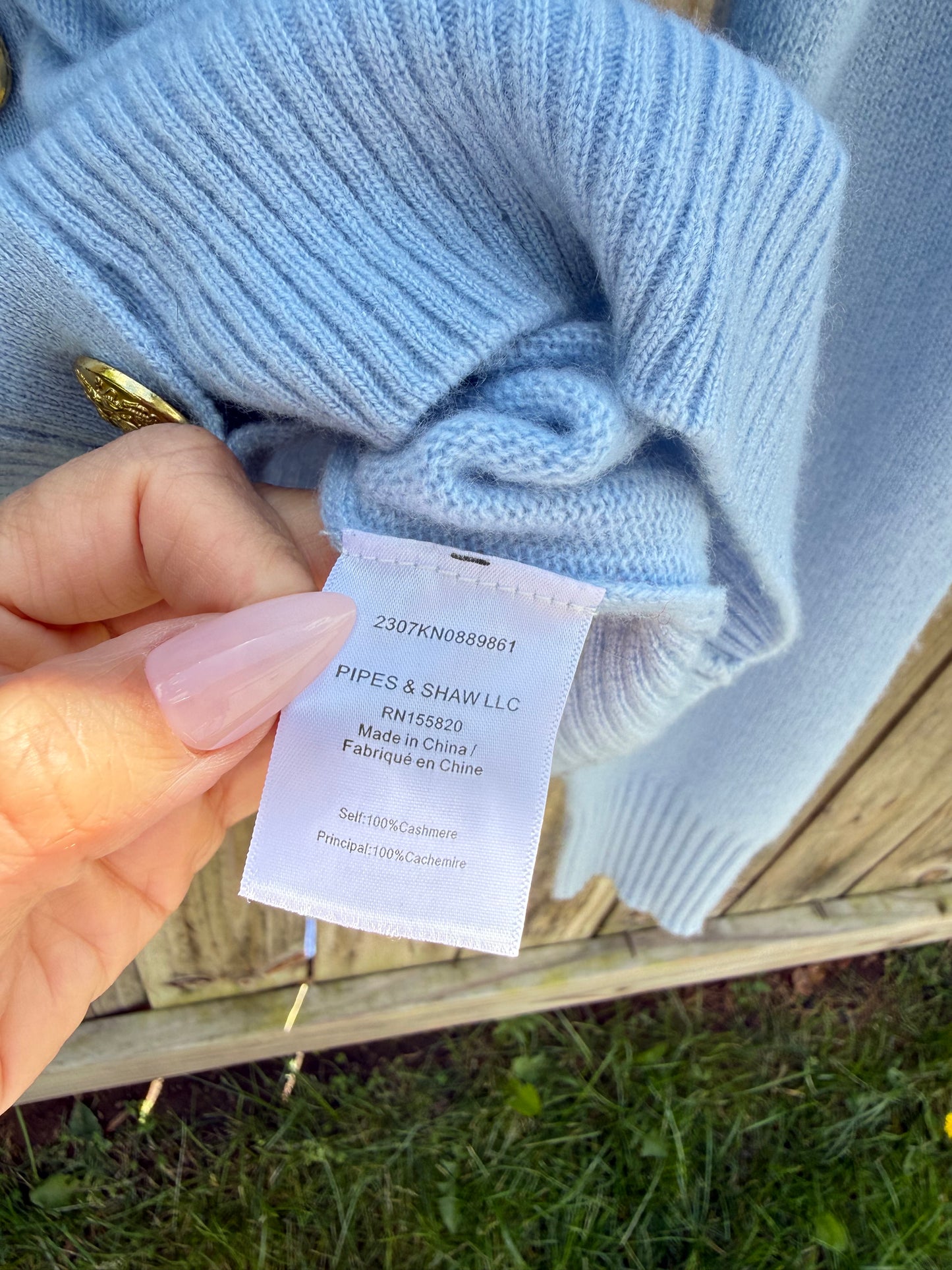 Veronica Beard Powder Blue Cashmere Crest Cardigan