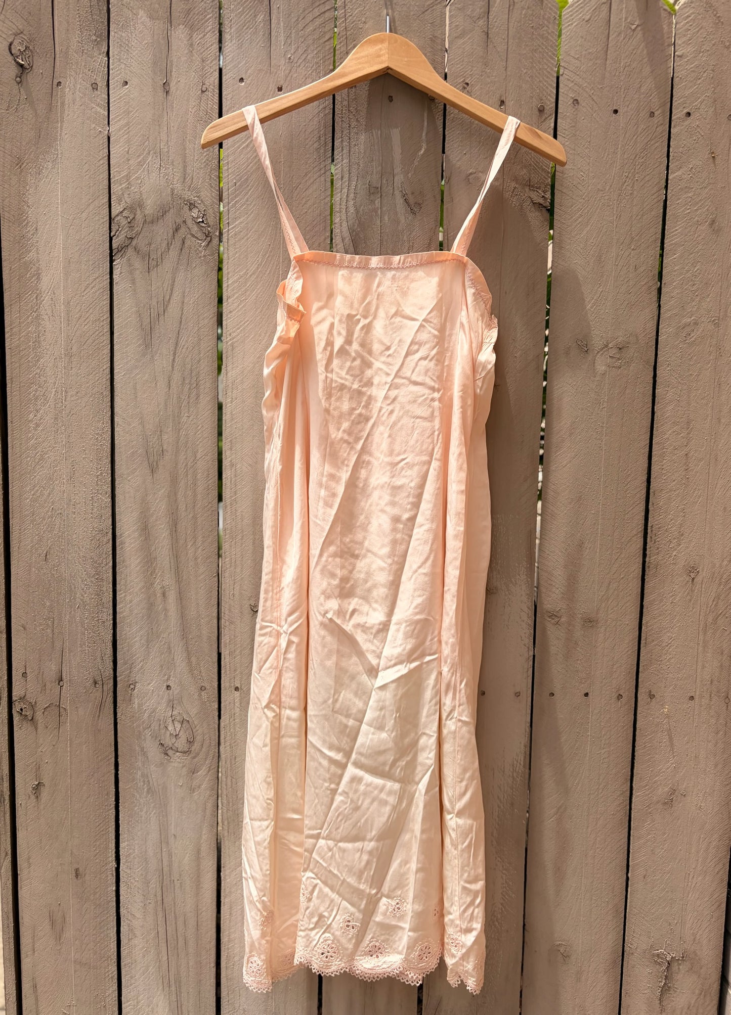Vintage Estate Sale Silk Slip Dress | Peach Silk | Embroidered Lace Hem | Minimalist Lingerie Dress