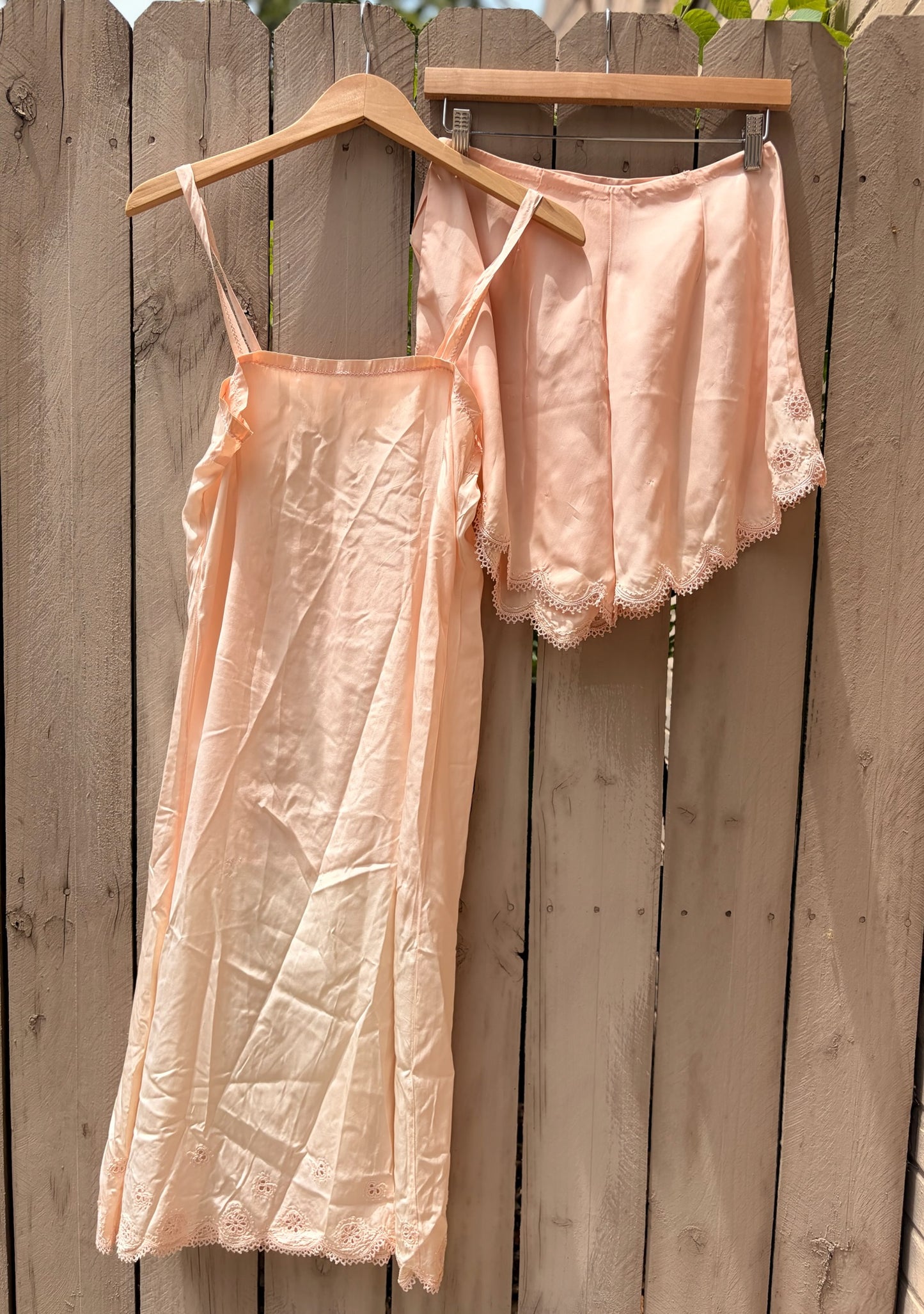 Vintage Estate Sale Silk Slip Dress | Peach Silk | Embroidered Lace Hem | Minimalist Lingerie Dress