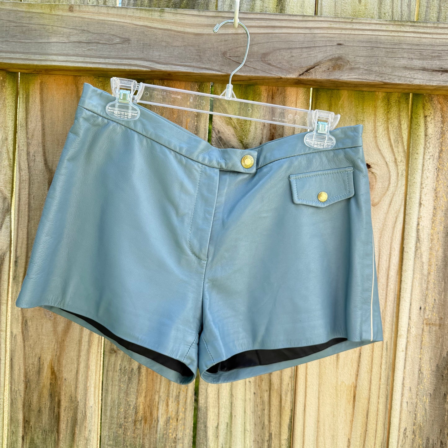 Vintage Coach Dusty Blue Leather Shorts