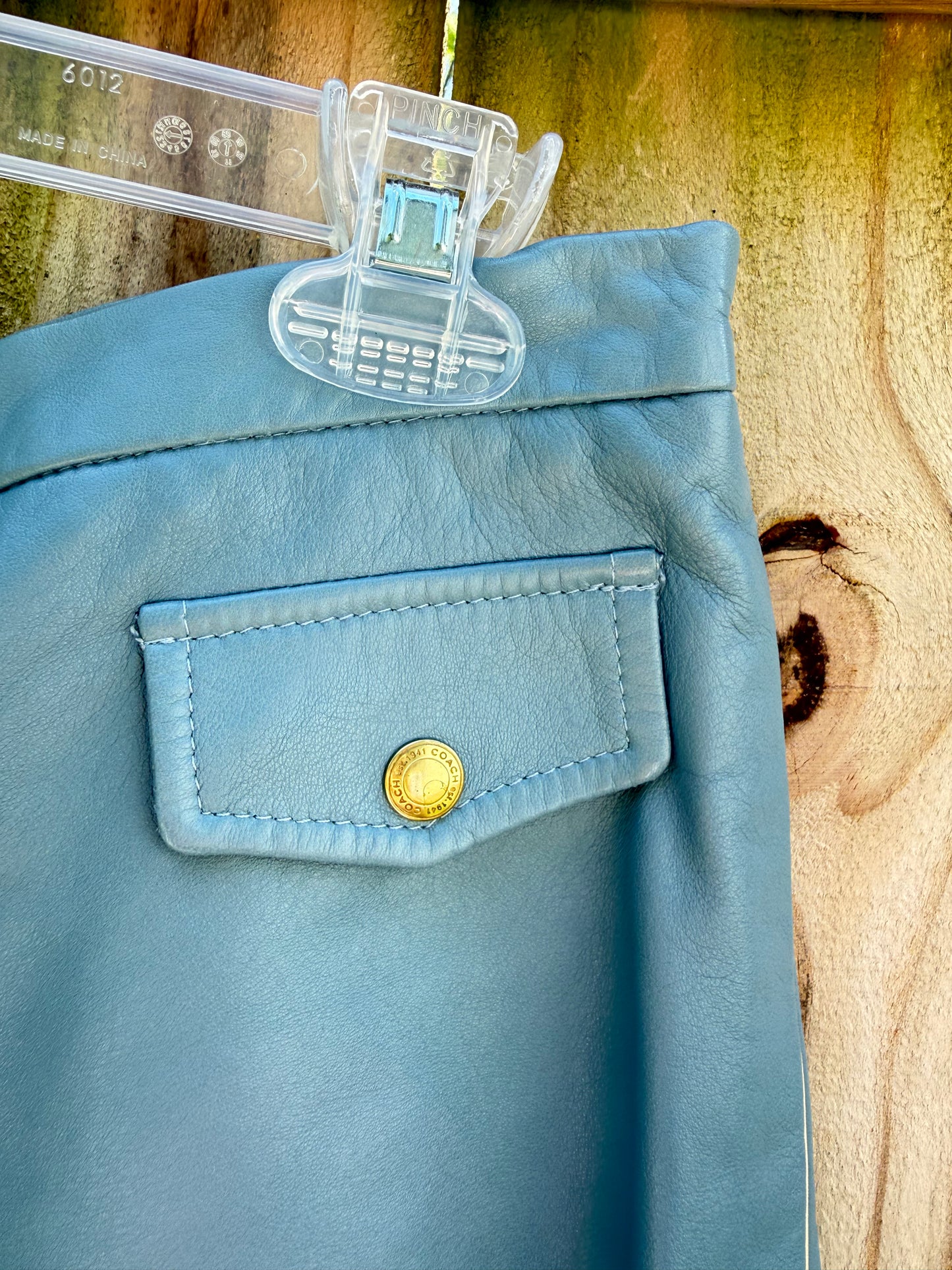 Vintage Coach Dusty Blue Leather Shorts
