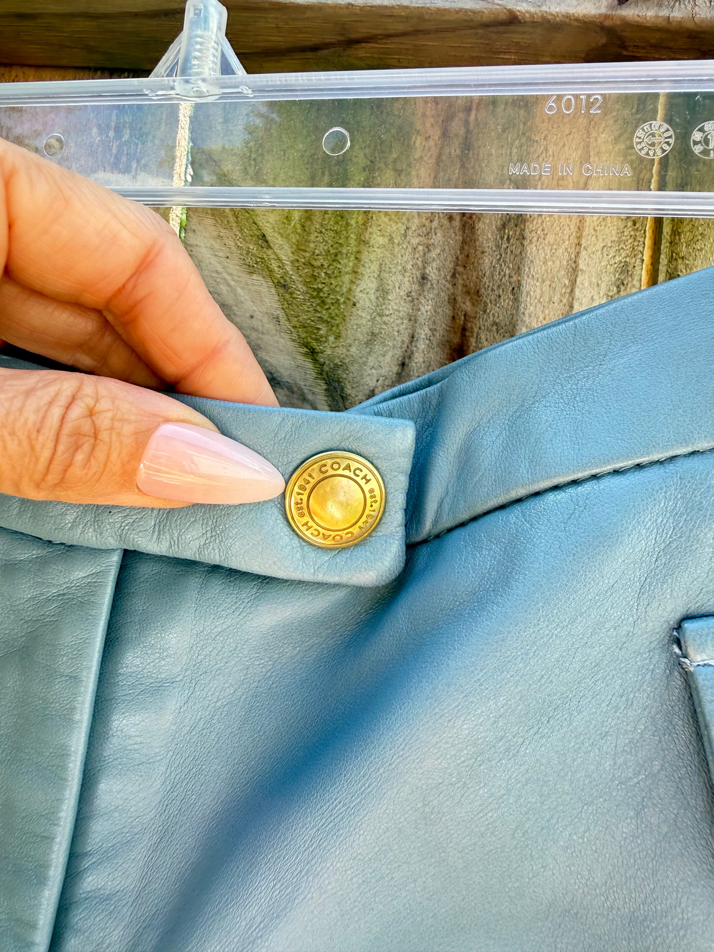 Vintage Coach Dusty Blue Leather Shorts