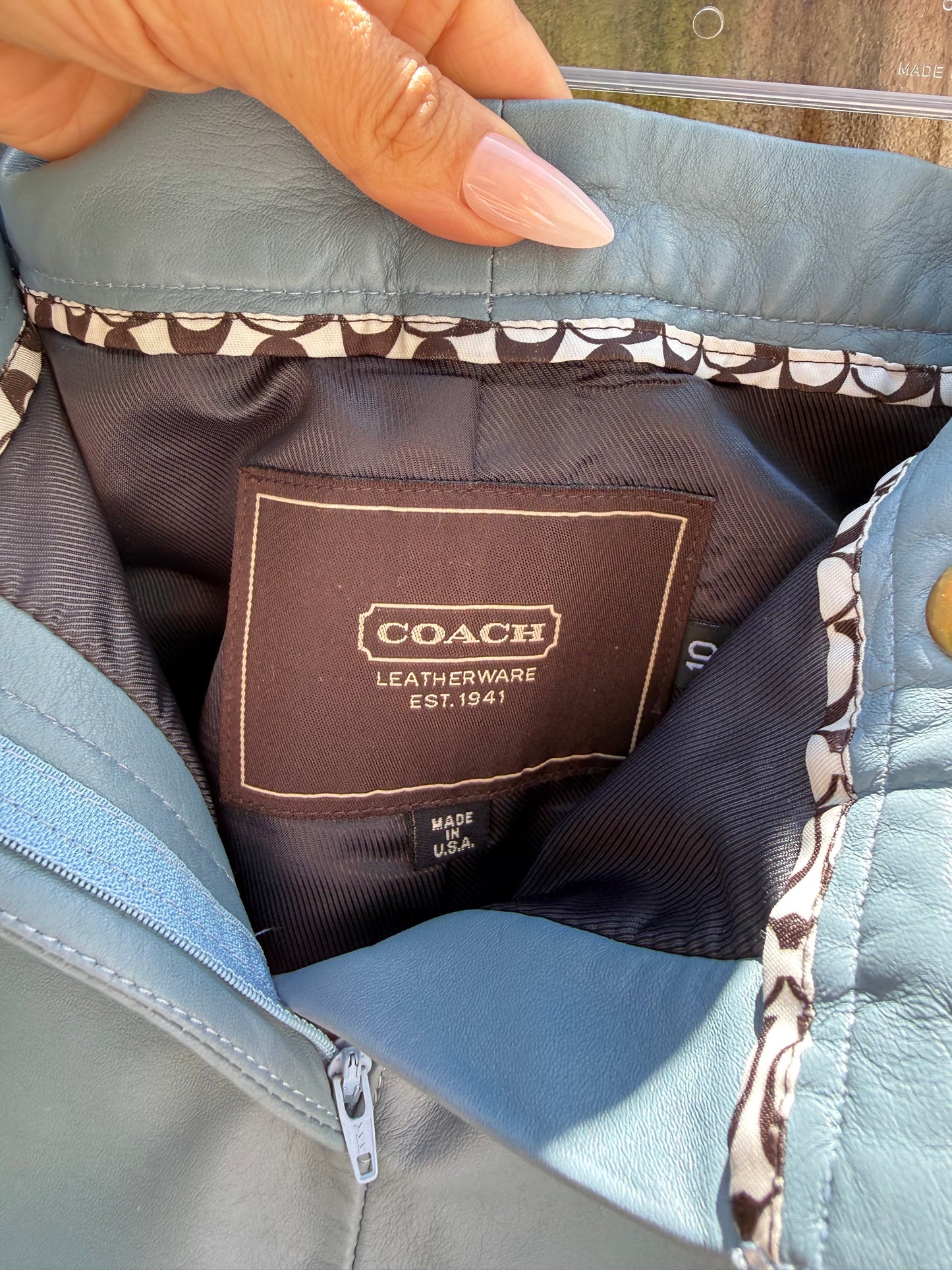 Vintage Coach Dusty Blue Leather Shorts
