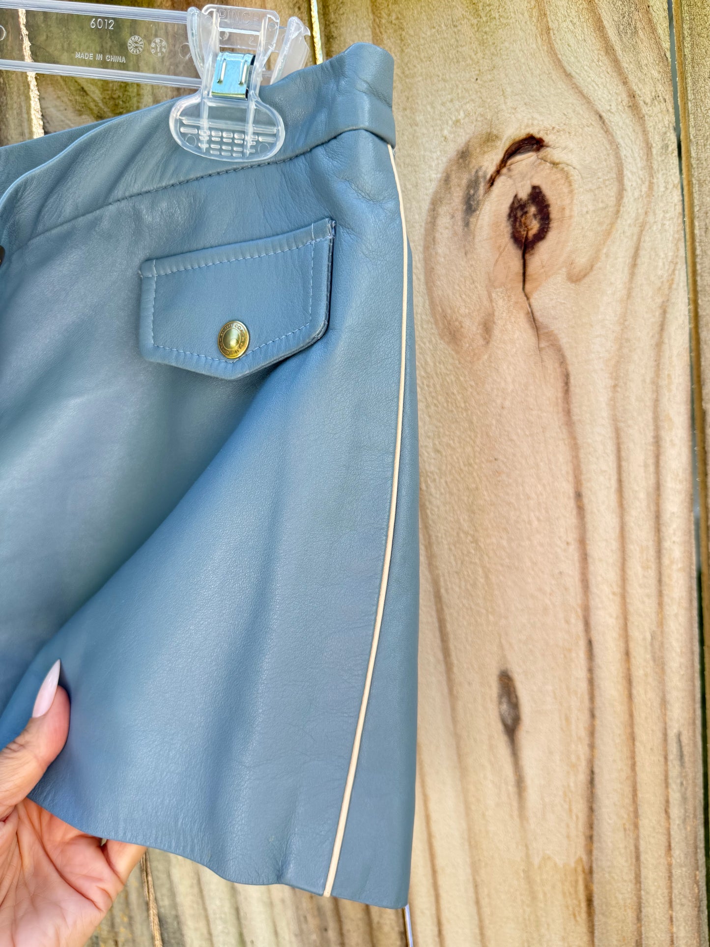 Vintage Coach Dusty Blue Leather Shorts