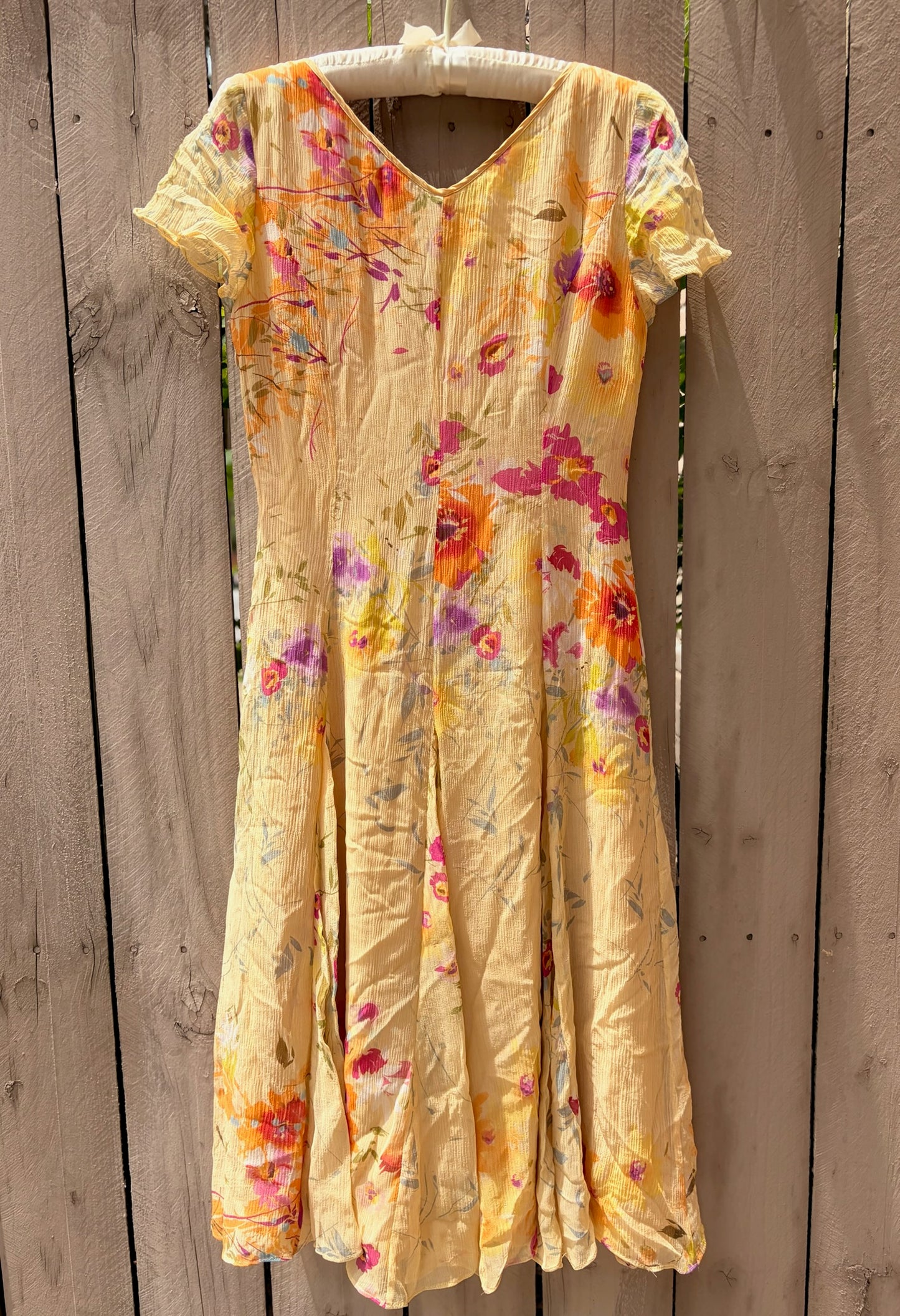 Sundance 100% Silk Watercolor Floral Midi Dress Size 4