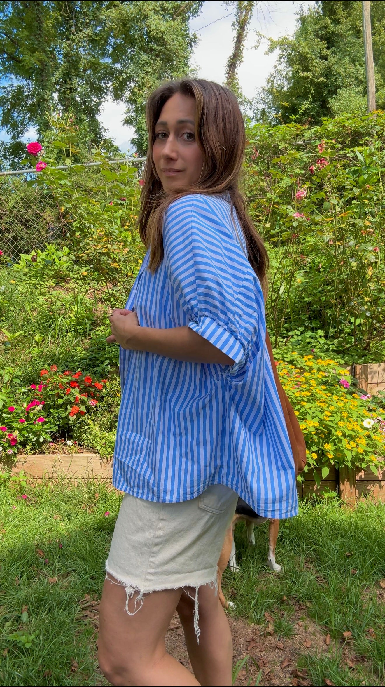 Vintage Blue + White Striped Button Down