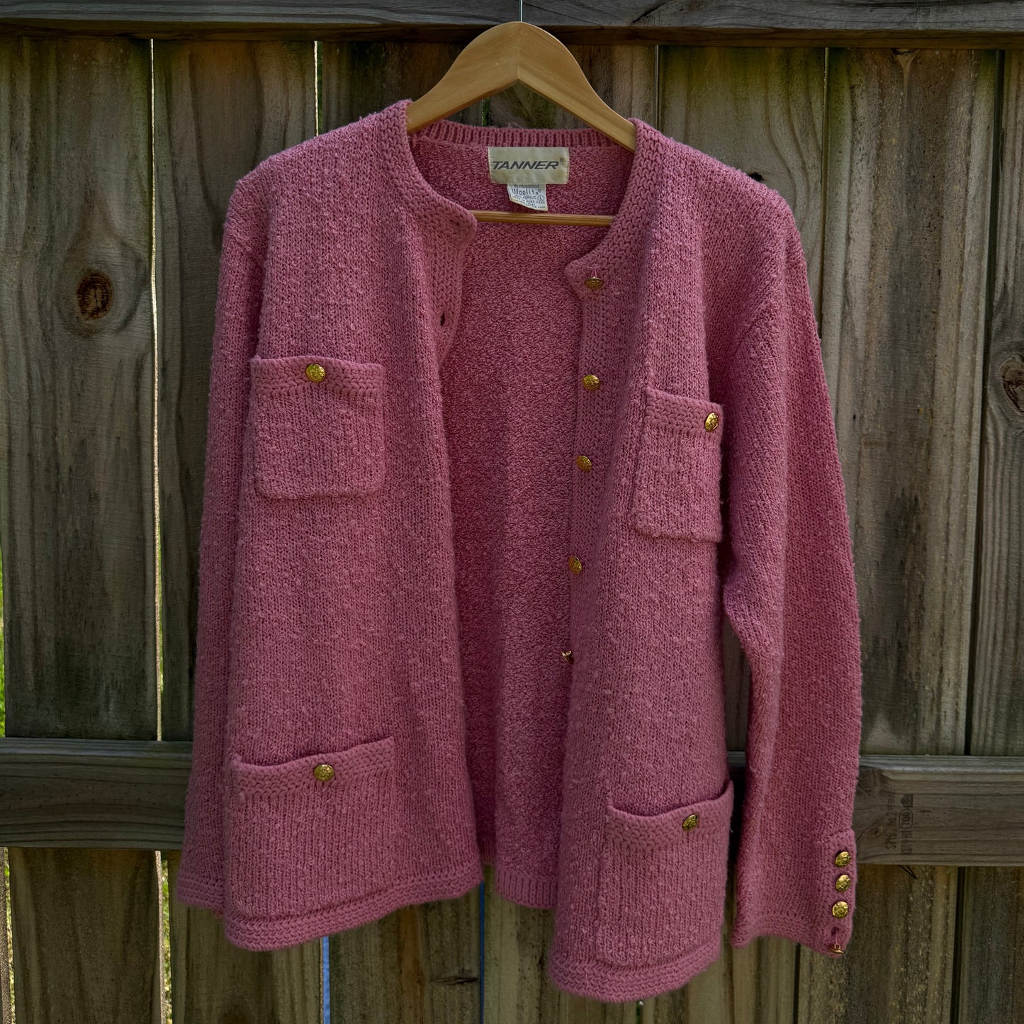Pink Bouclé Vintage Cardigan