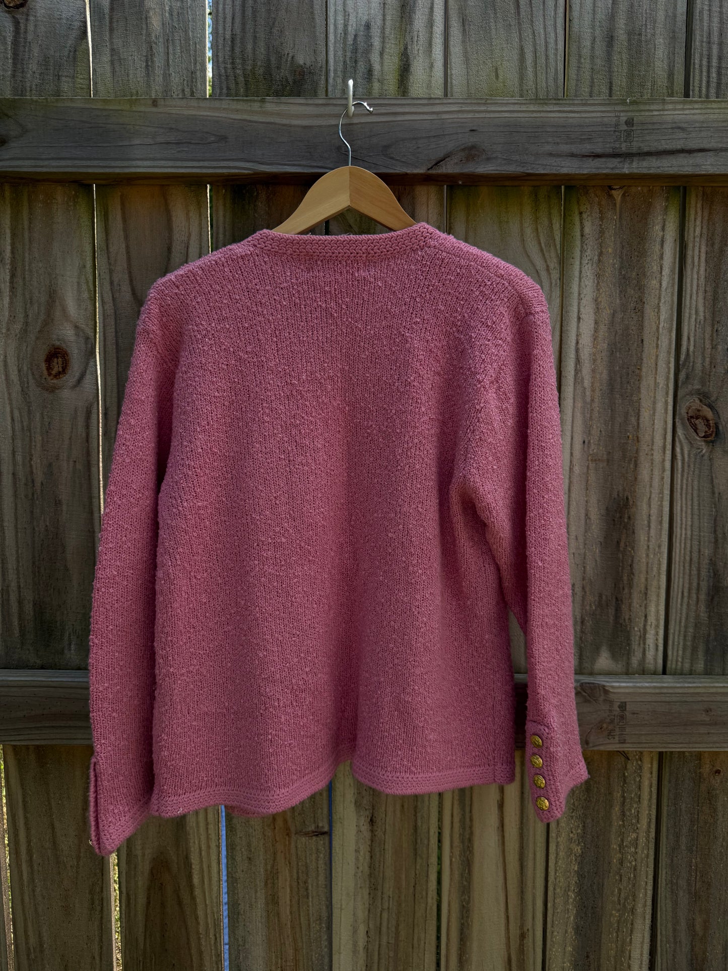 Pink Bouclé Vintage Cardigan