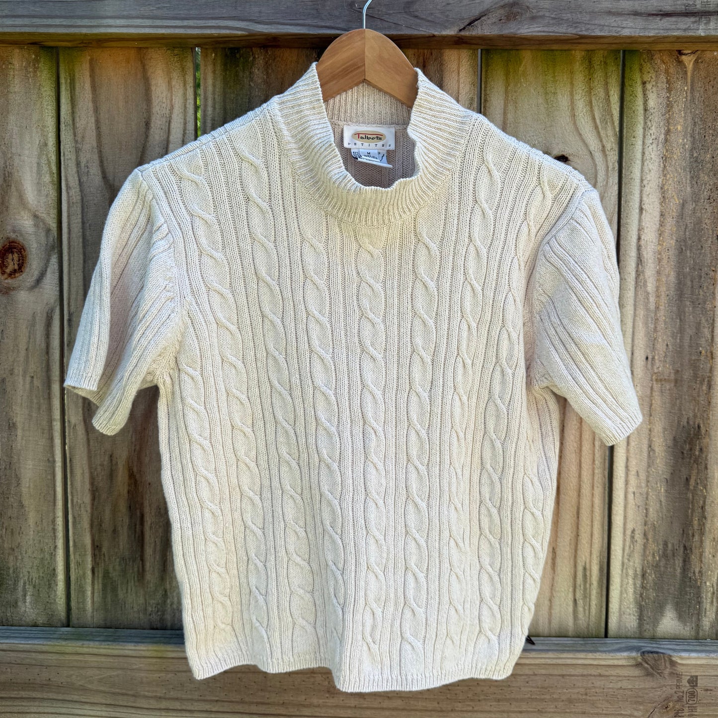 Talbots Cable Knit Mock Neck Sweater Top