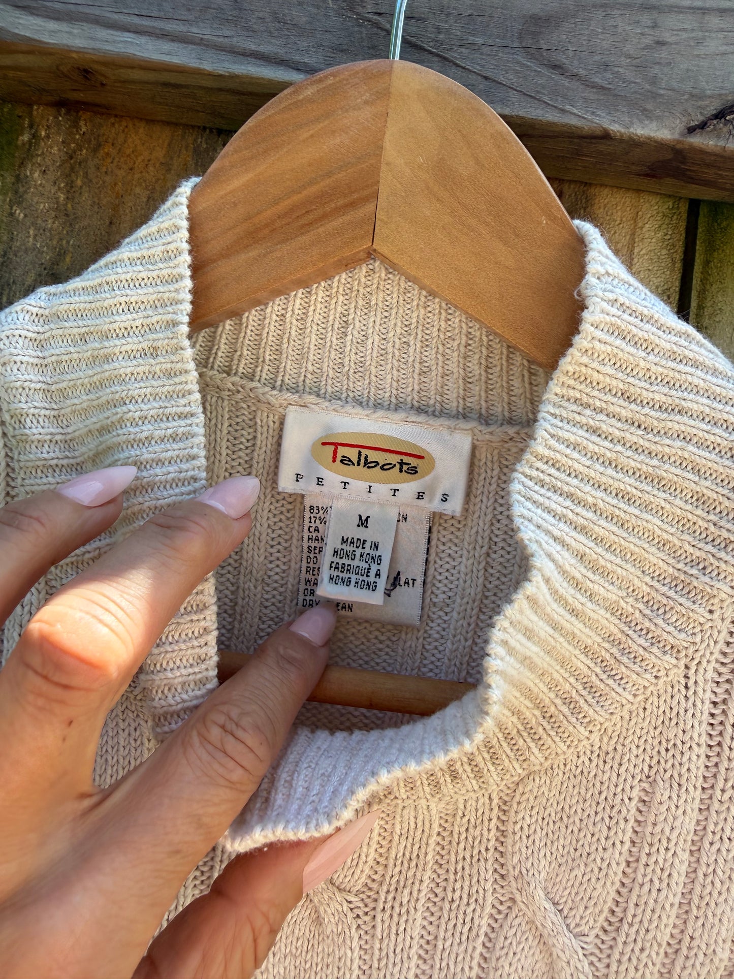Talbots Cable Knit Mock Neck Sweater Top