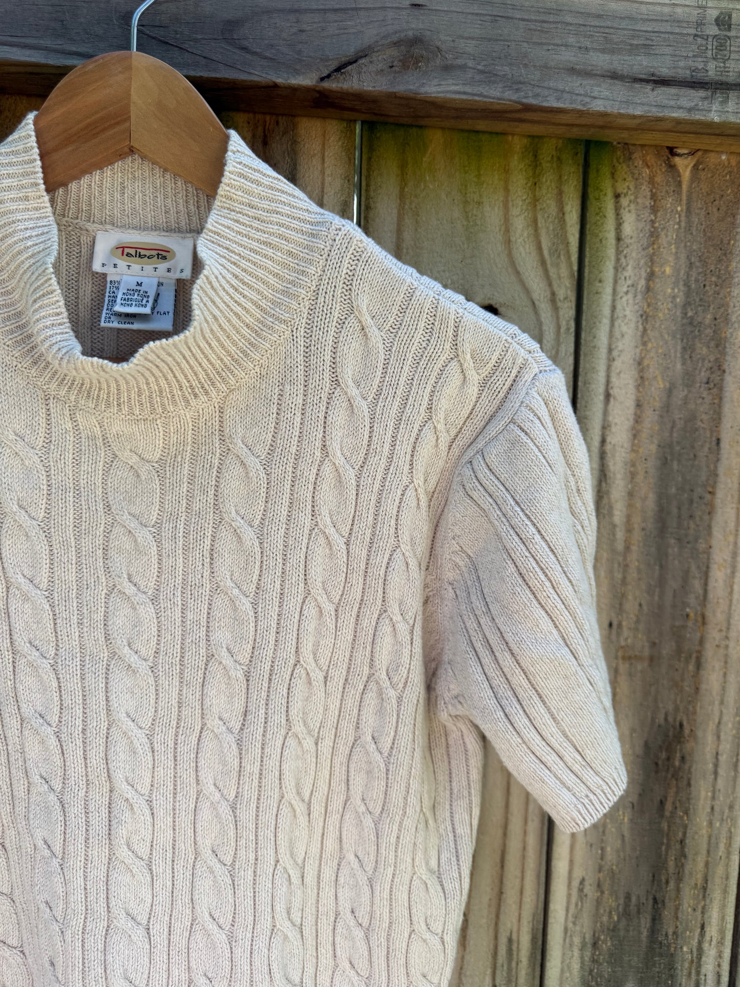 Talbots Cable Knit Mock Neck Sweater Top