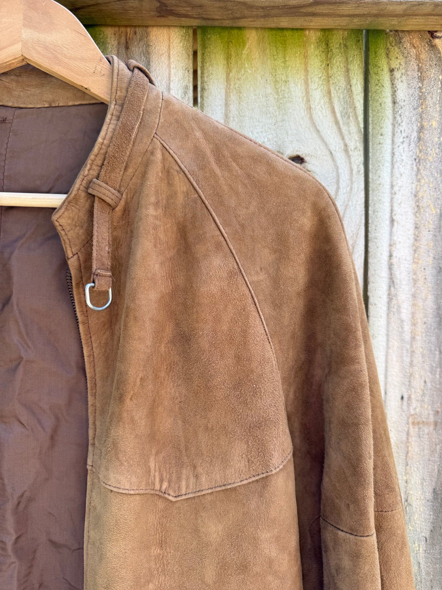 Vintage Brown Suede Bomber Jacket