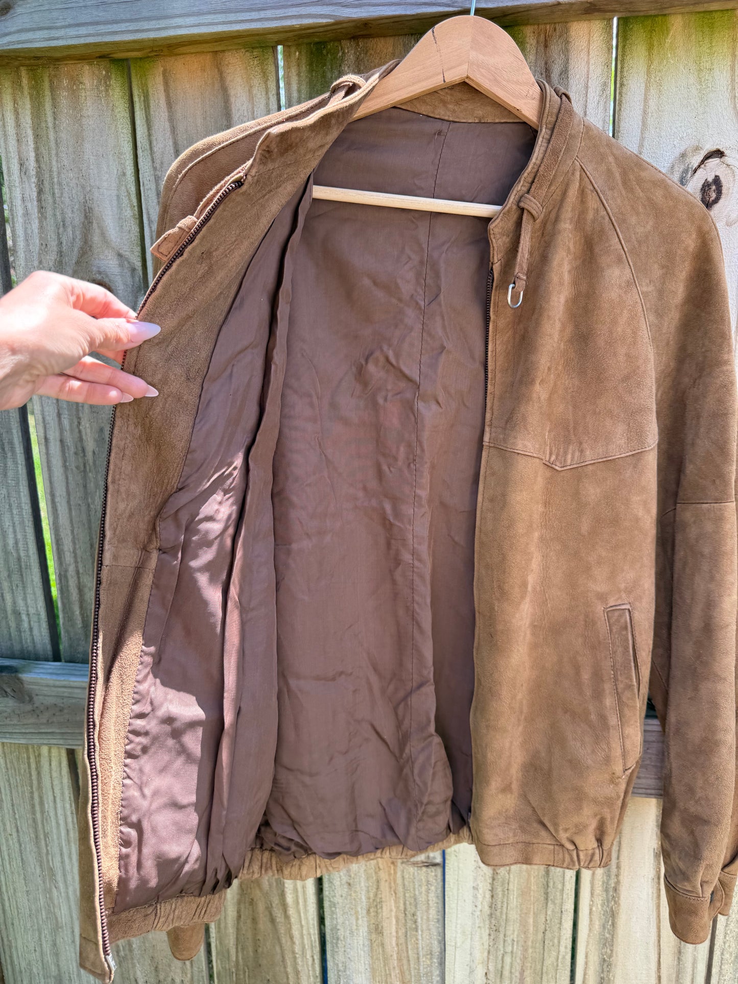 Vintage Brown Suede Bomber Jacket