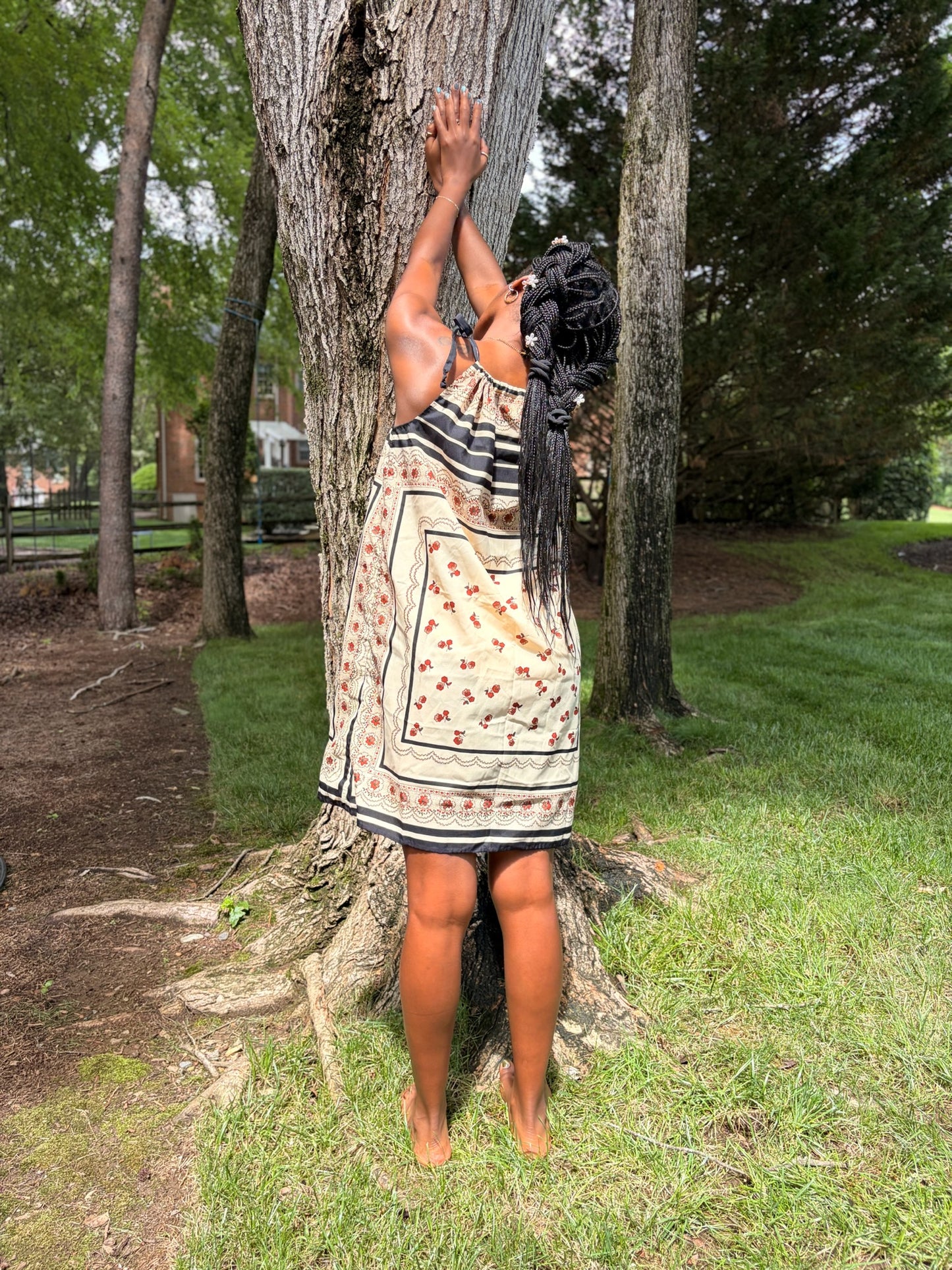 Vintage Scarf Print Tie-Shoulder Dress | Estate Find