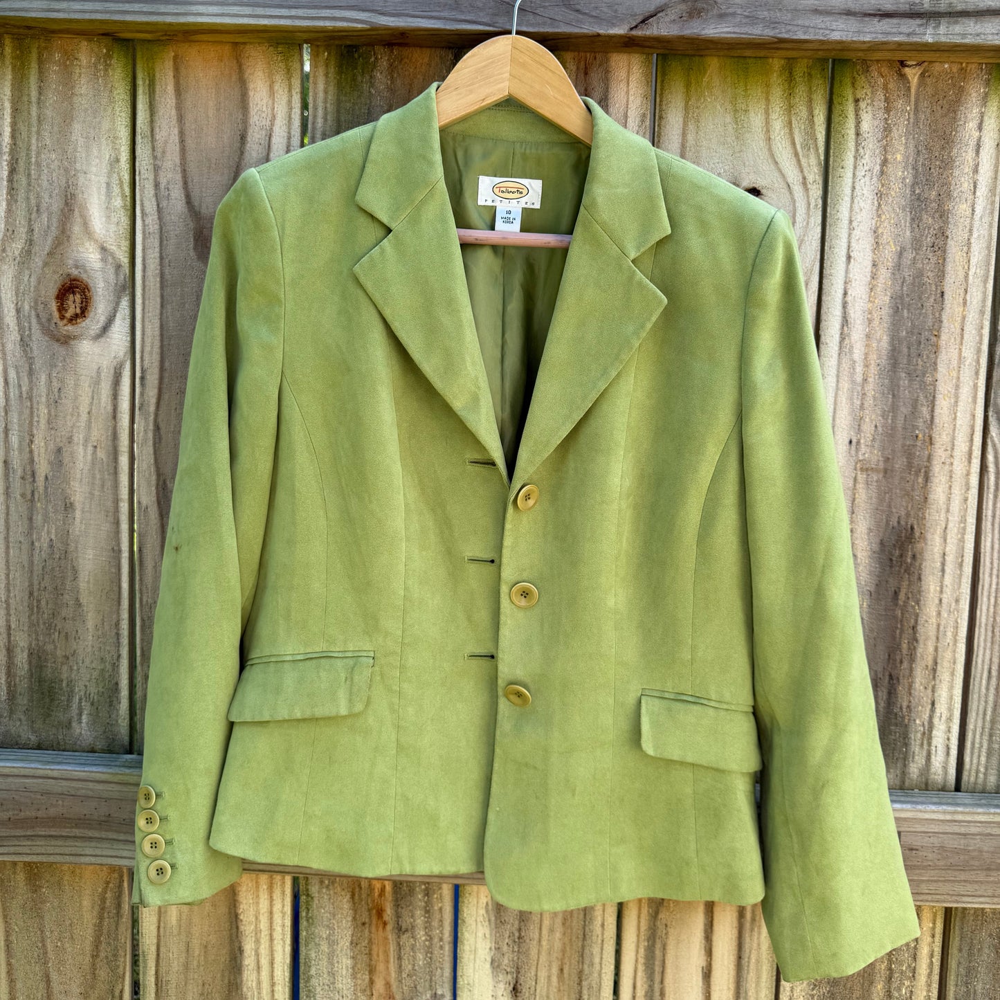 Talbots Vintage 90's Acid Green Faux Suede Blazer