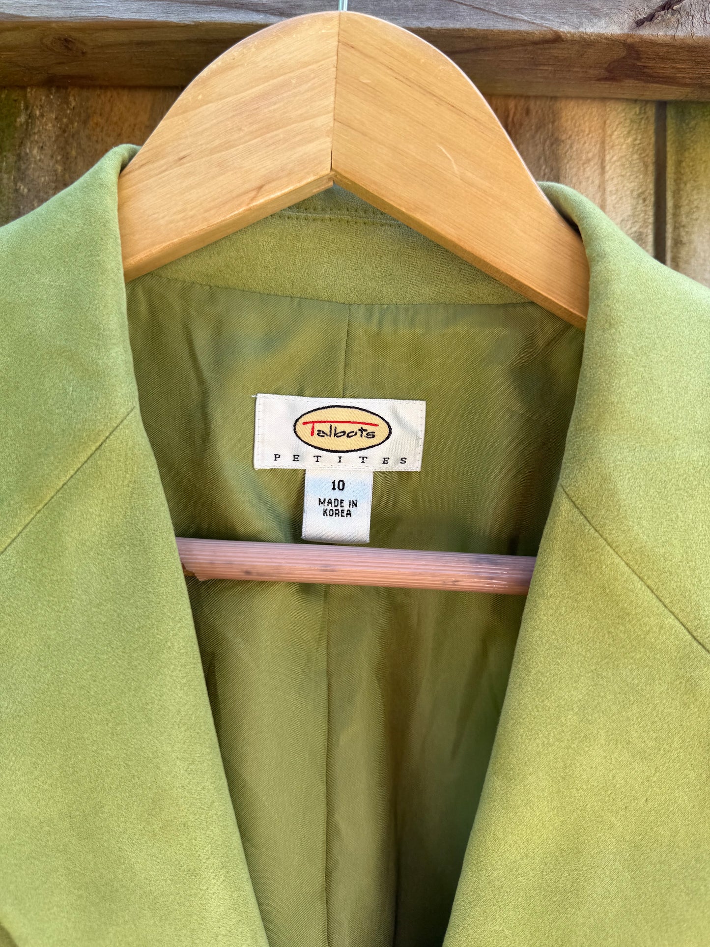Talbots Vintage 90's Acid Green Faux Suede Blazer