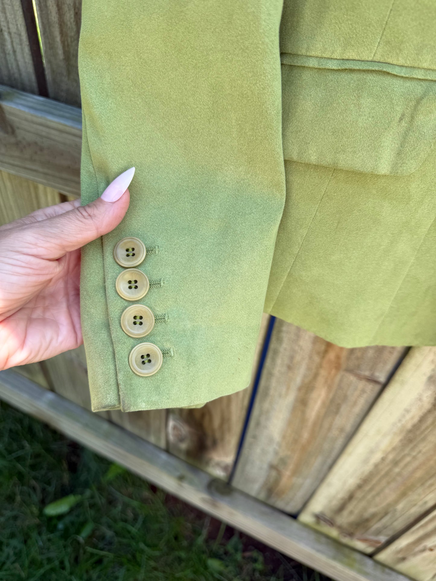 Talbots Vintage 90's Acid Green Faux Suede Blazer