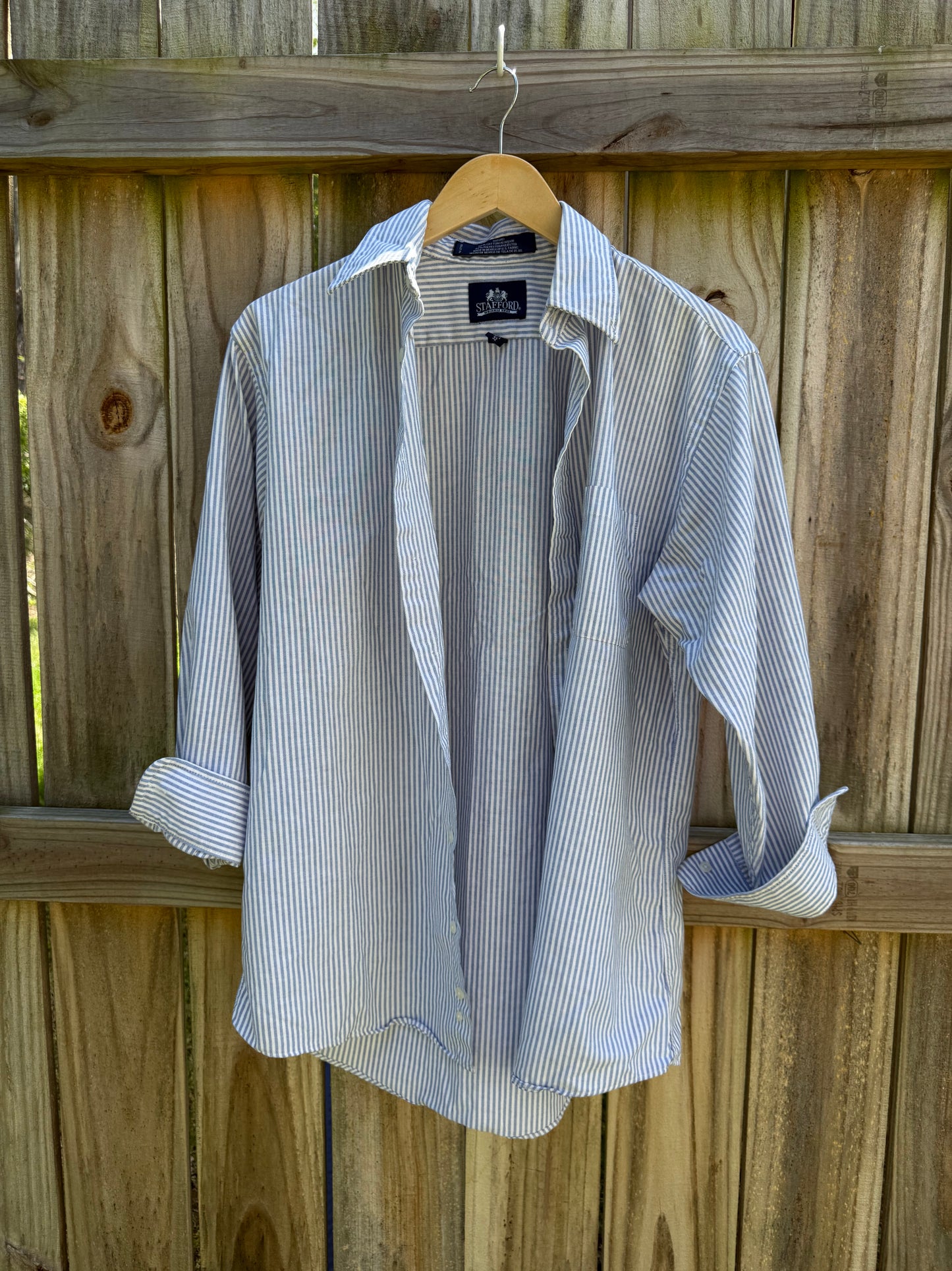 Stafford Blue Banker Stripe Button Down
