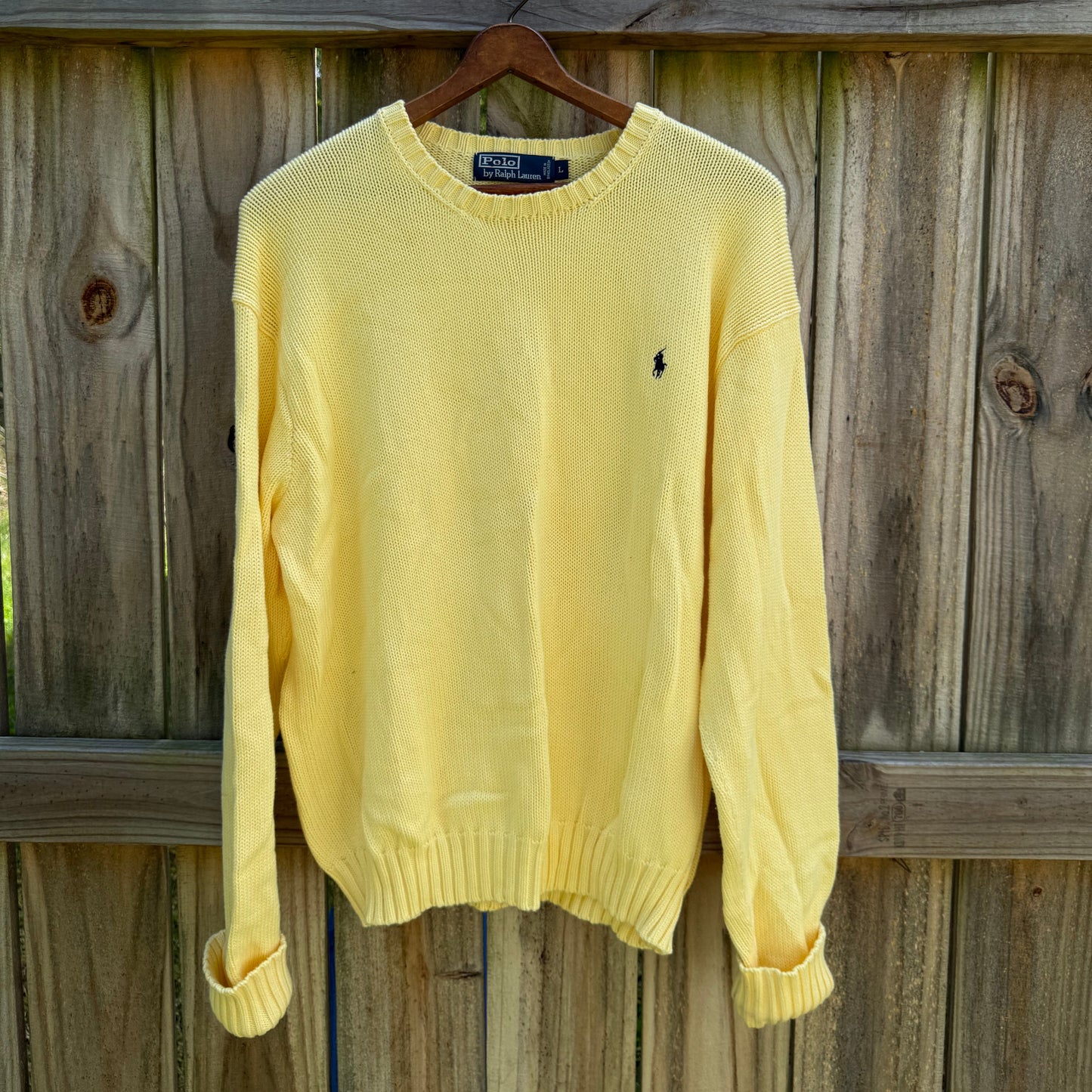 Vintage Butter Yellow Polo Ralph Lauren Cotton Sweater Oversized