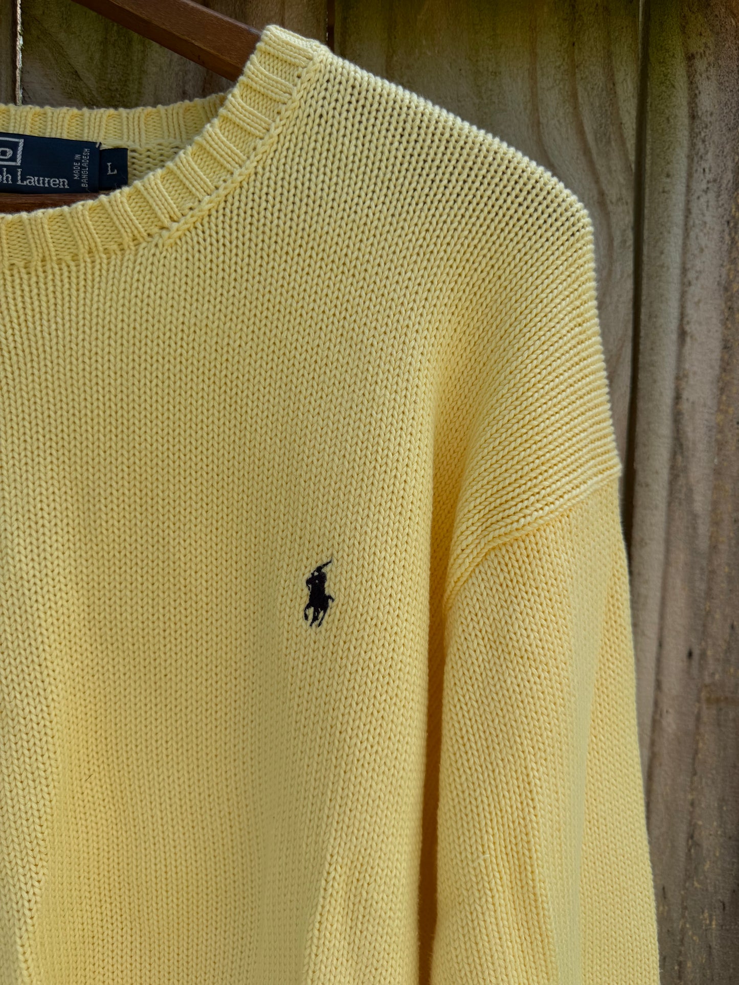 Vintage Butter Yellow Polo Ralph Lauren Cotton Sweater Oversized