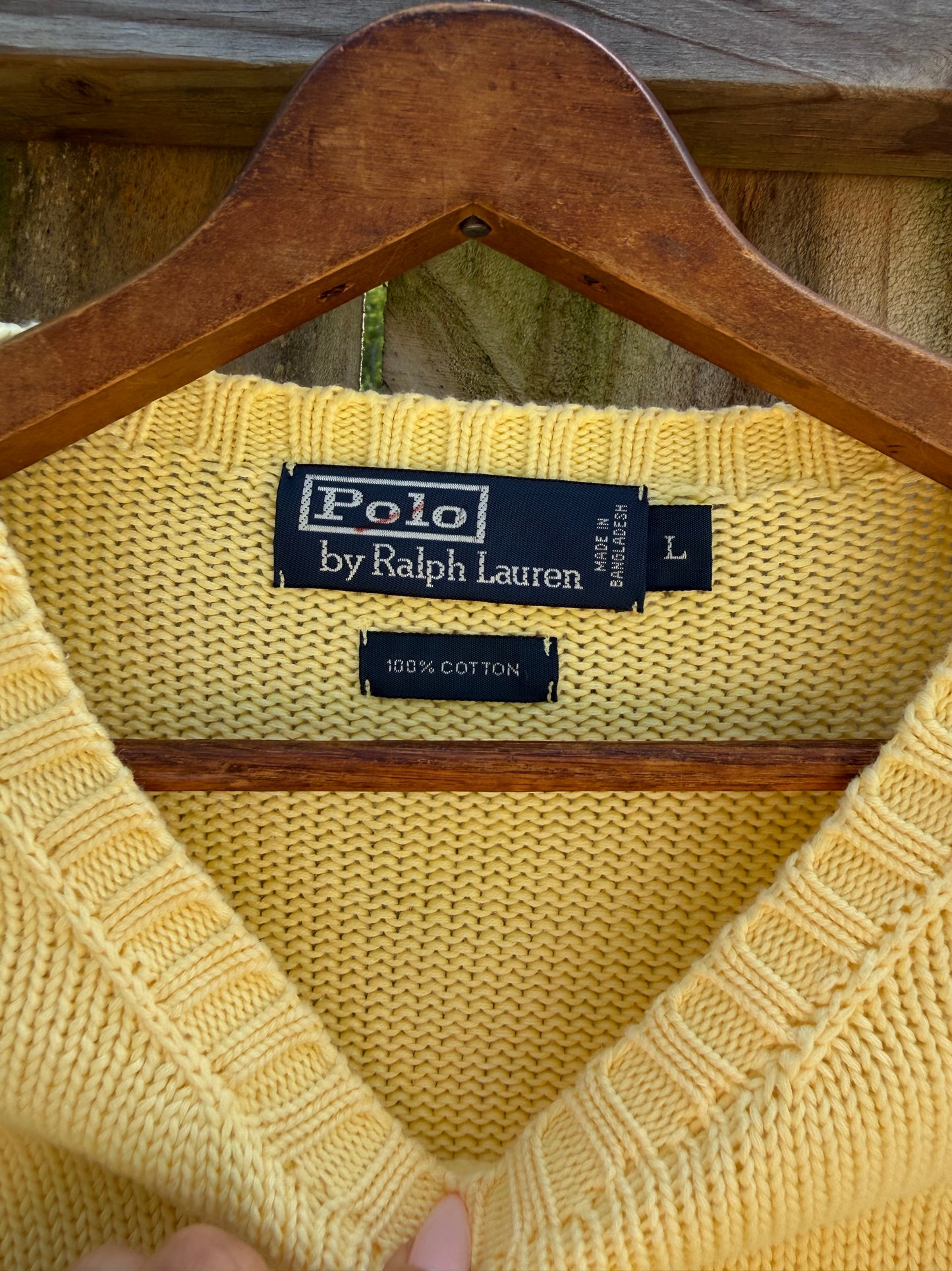 Vintage Butter Yellow Polo Ralph Lauren Cotton Sweater Oversized