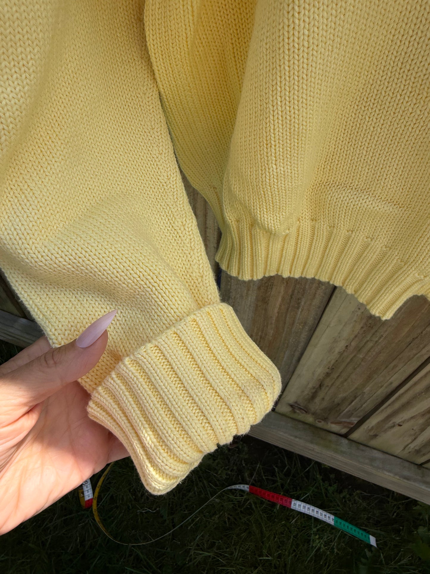 Vintage Butter Yellow Polo Ralph Lauren Cotton Sweater Oversized