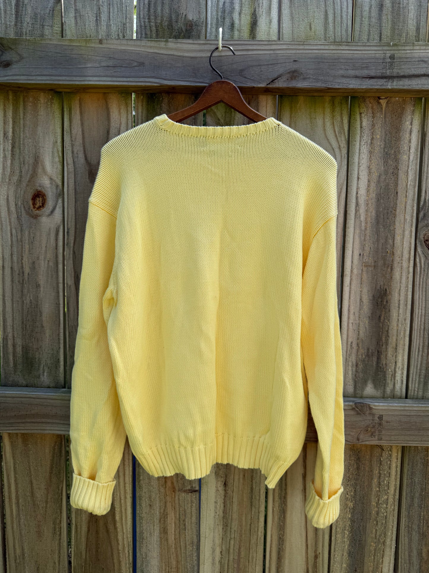 Vintage Butter Yellow Polo Ralph Lauren Cotton Sweater Oversized