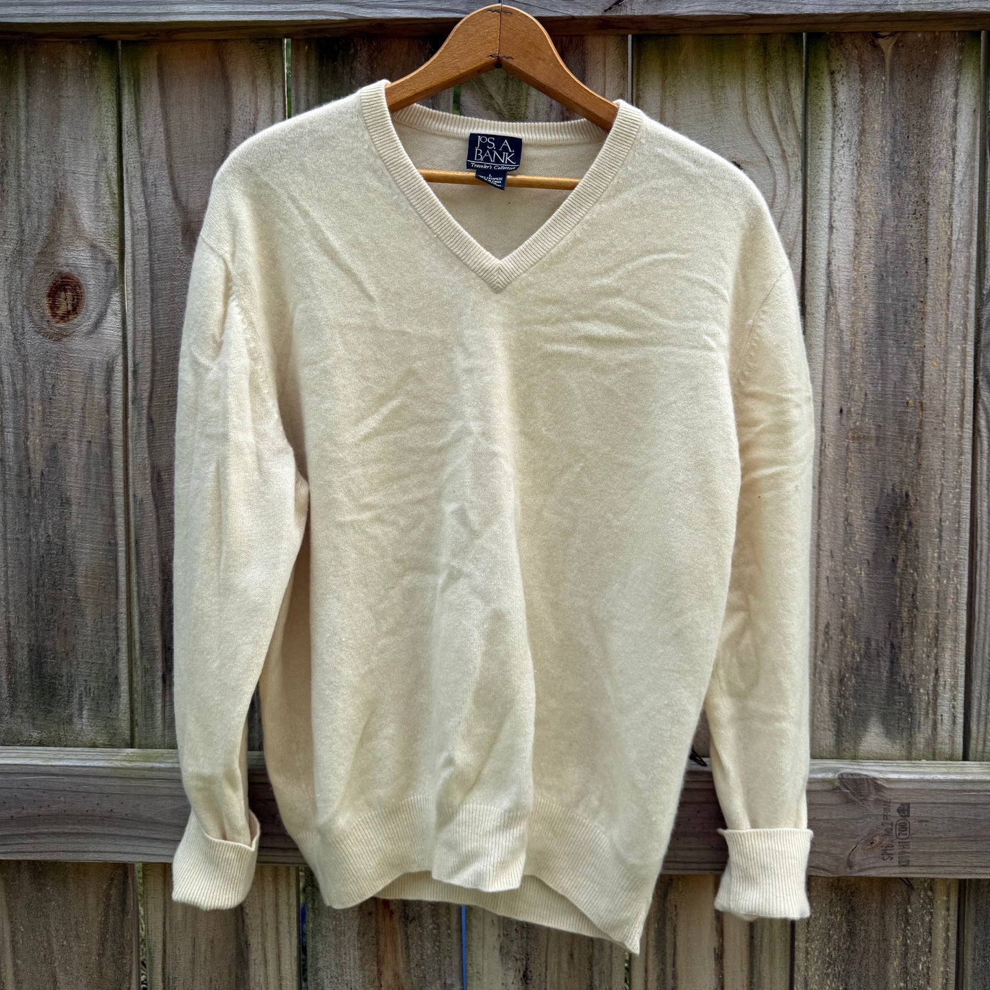 Vintage 100% Cashmere Cream Oversized V-Neck Sweater