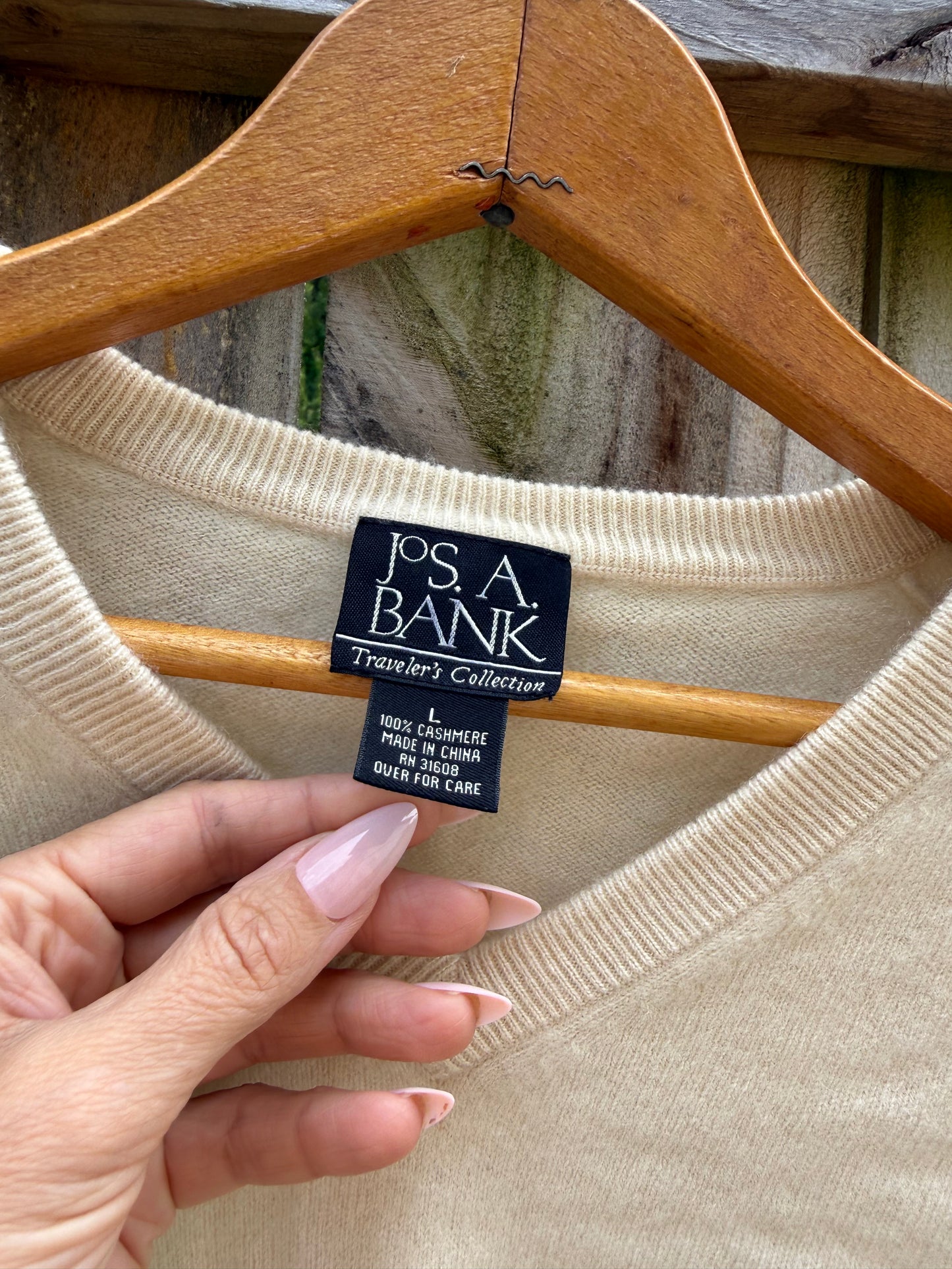 Vintage 100% Cashmere Cream Oversized V-Neck Sweater