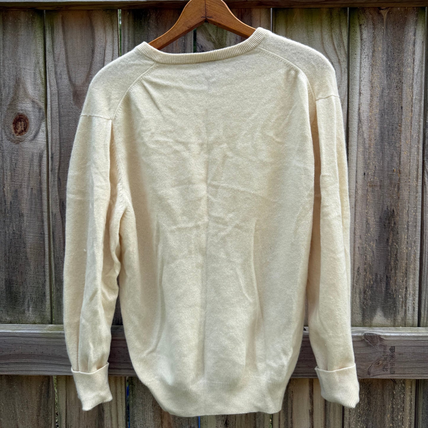 Vintage 100% Cashmere Cream Oversized V-Neck Sweater