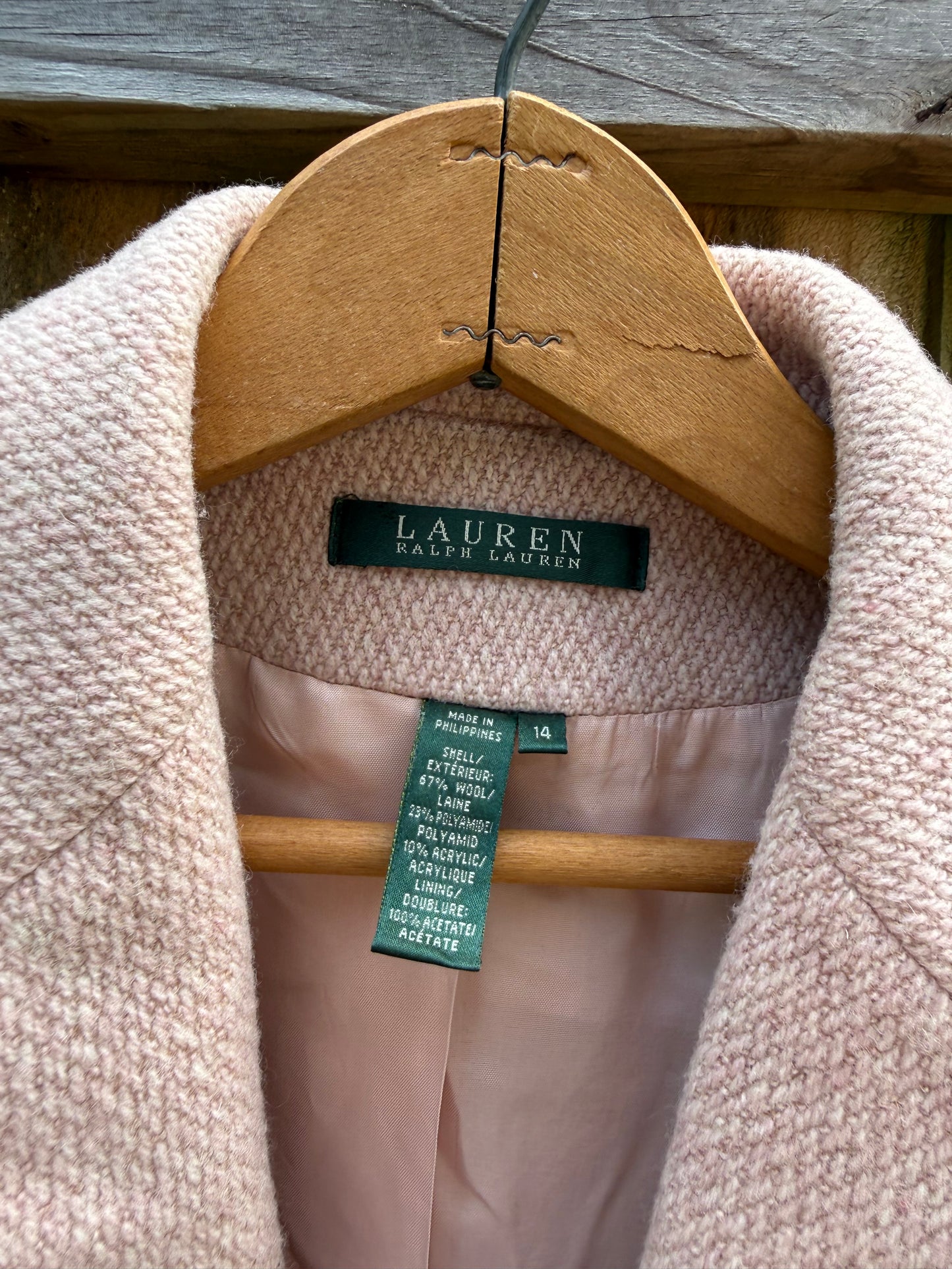 Lauren Ralph Lauren Wool Blend Blazer Pink Size 14