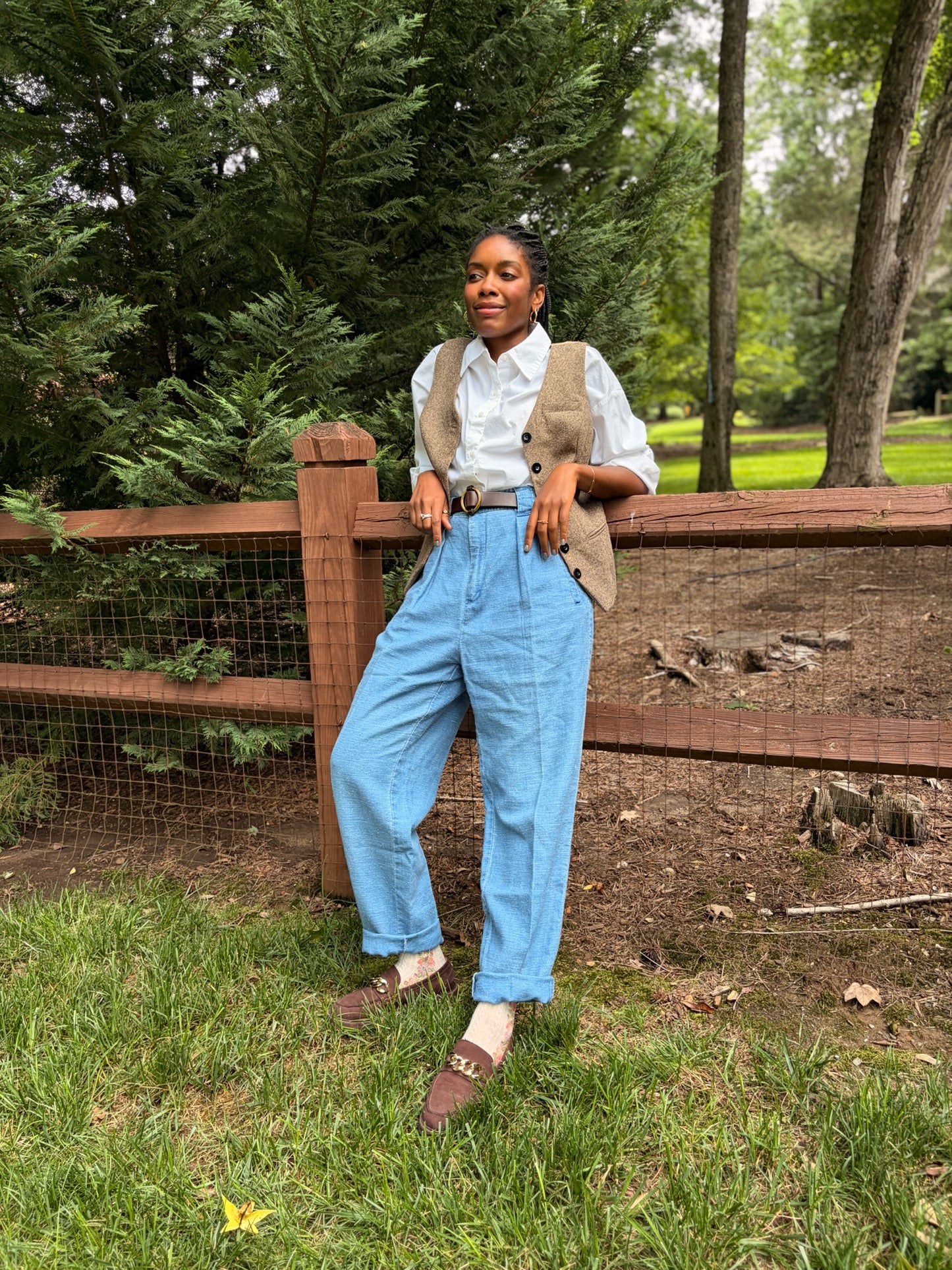 Vintage Fashion Options Ramie Blend Pleated Trousers