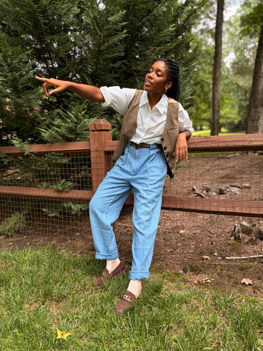 Vintage Fashion Options Ramie Blend Pleated Trousers