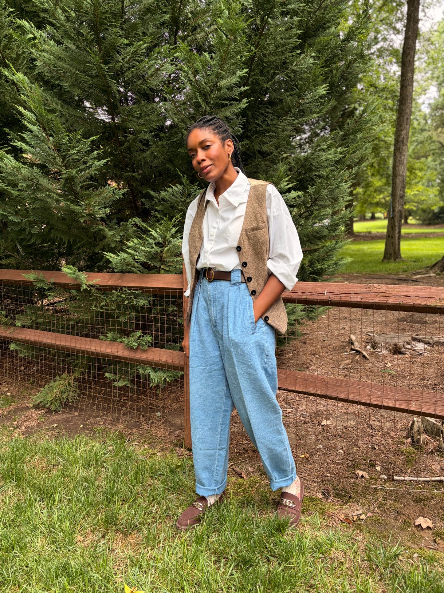 Vintage Fashion Options Ramie Blend Pleated Trousers