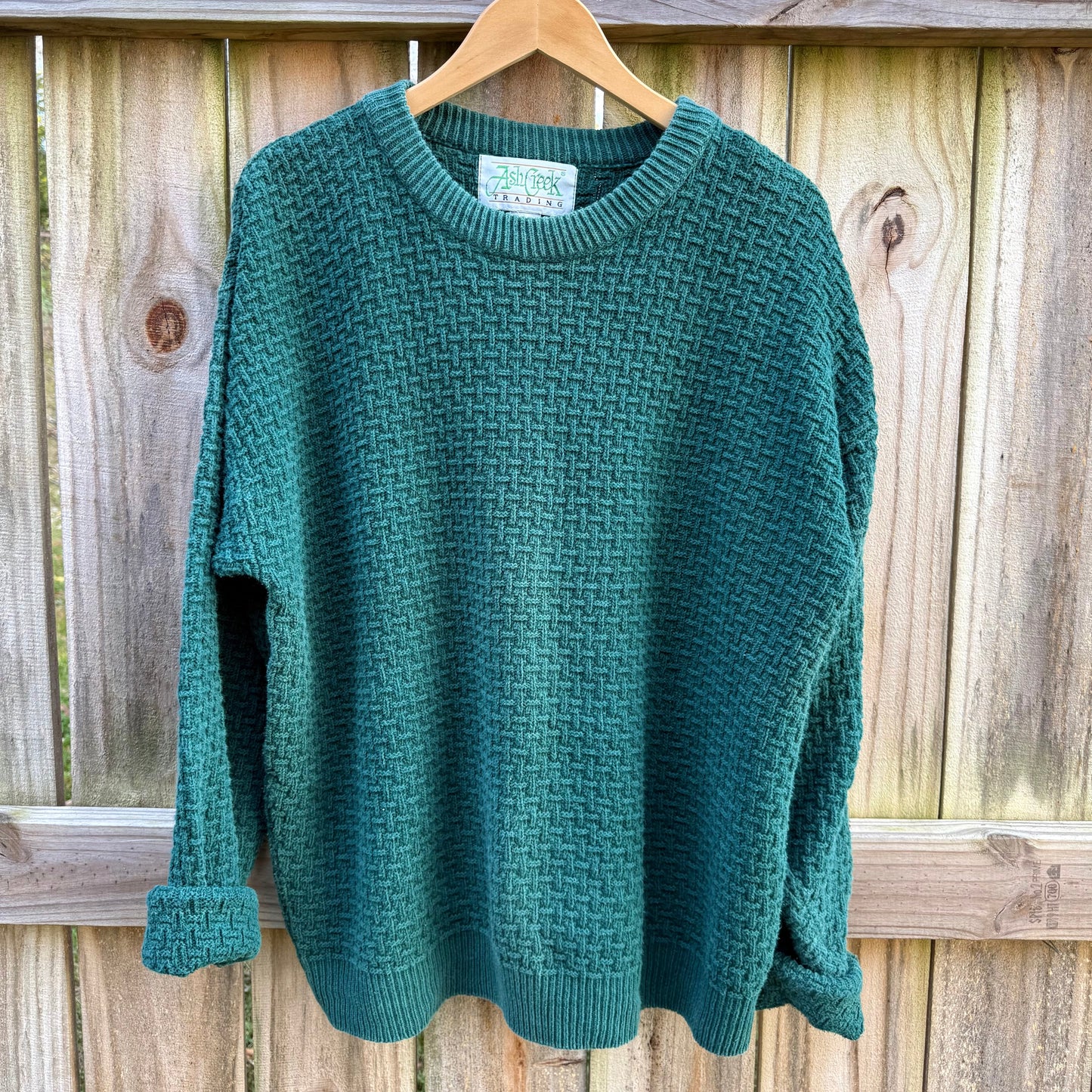 Ash Creek Trading Cotton Knit Forest Green Vintage Sweater