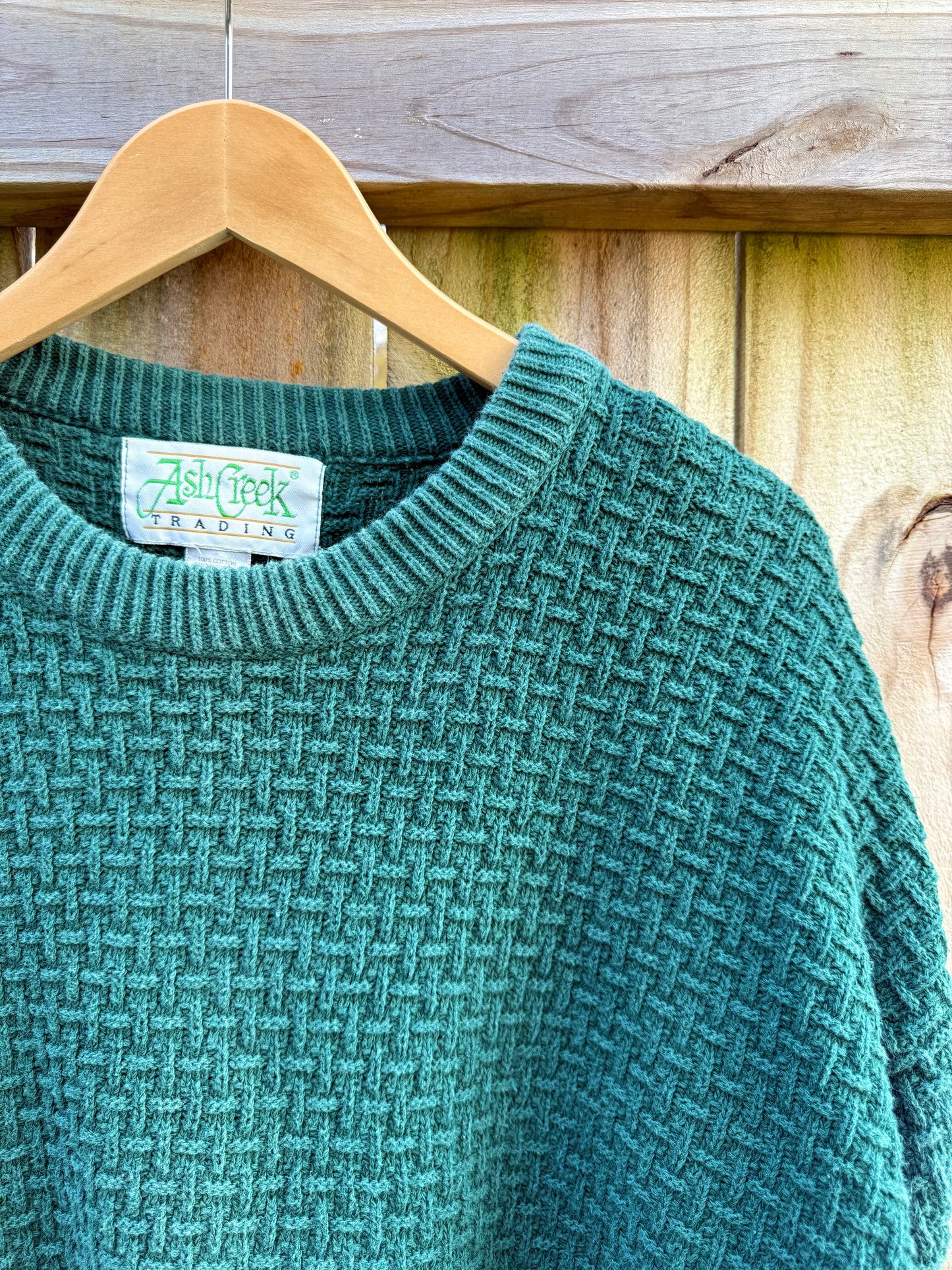 Ash Creek Trading Cotton Knit Forest Green Vintage Sweater