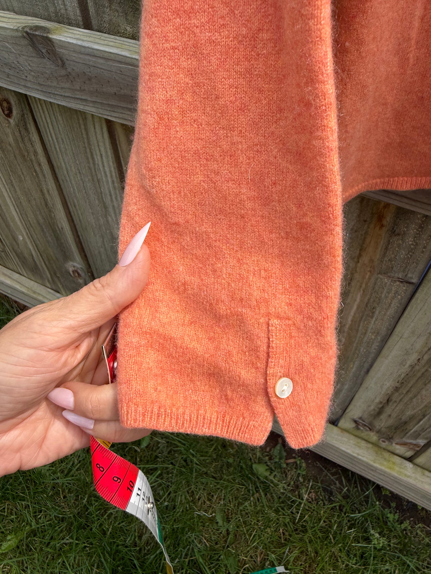 Lands' End Cashmere Polo Sweater | Coral Apricot | M