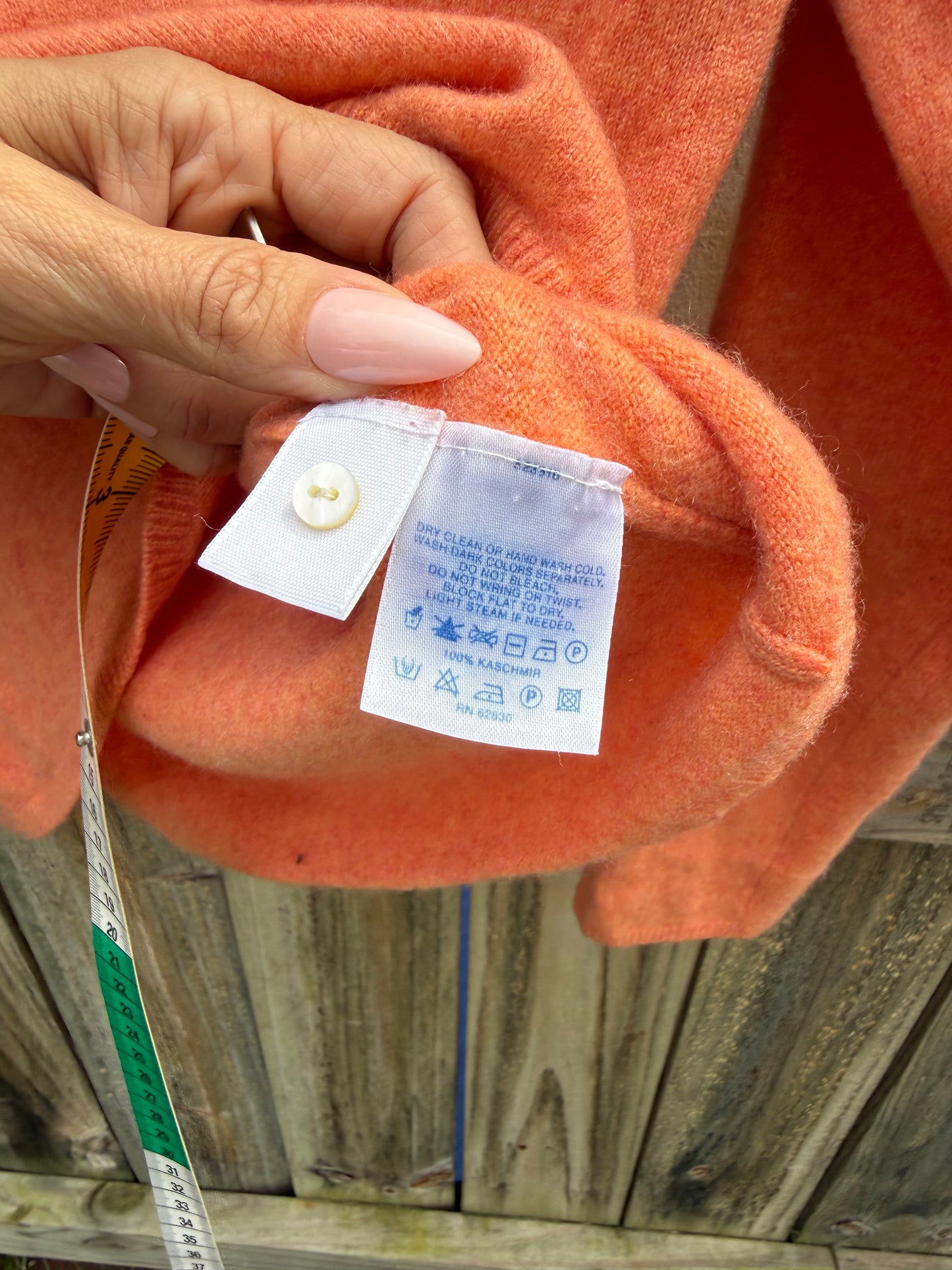 Lands' End Cashmere Polo Sweater | Coral Apricot | M