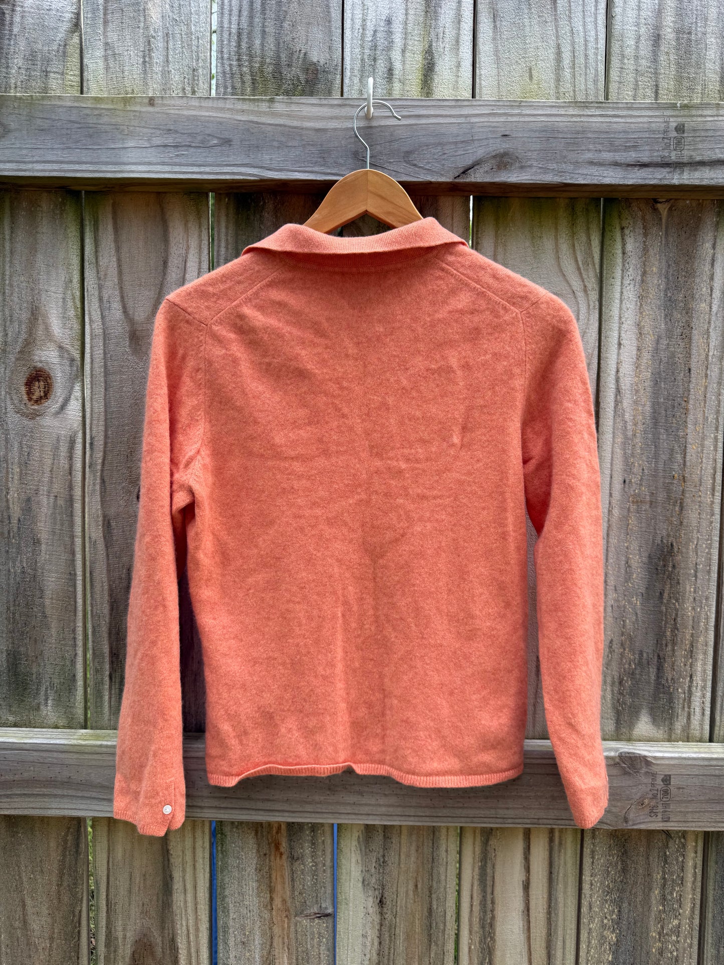 Lands' End Cashmere Polo Sweater | Coral Apricot | M