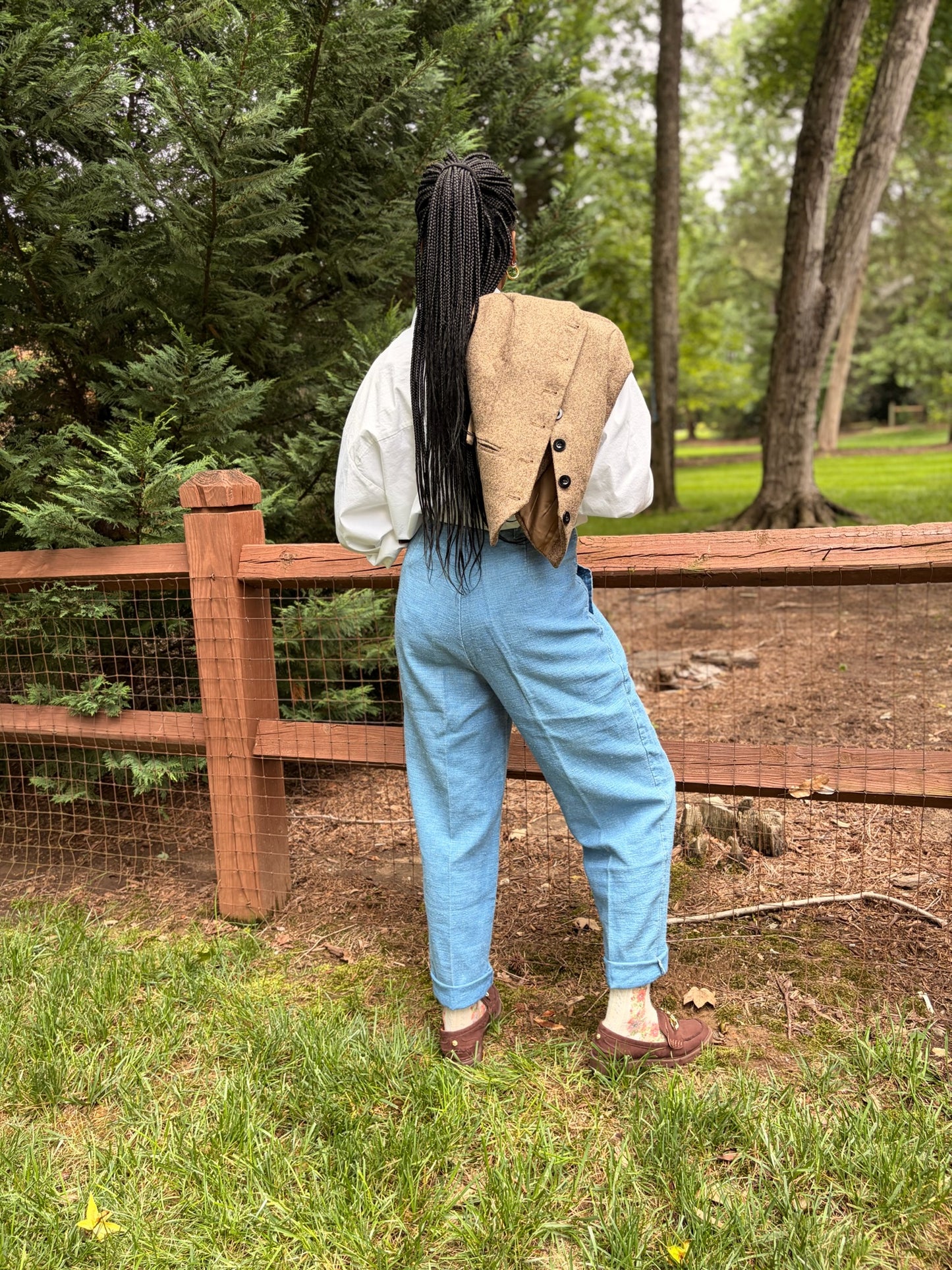 Vintage Fashion Options Ramie Blend Pleated Trousers