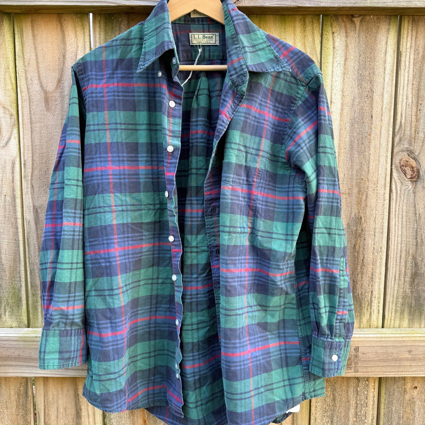 L.L. Bean Made-in-USA Plaid Flannel Vintage Navy Deep Green