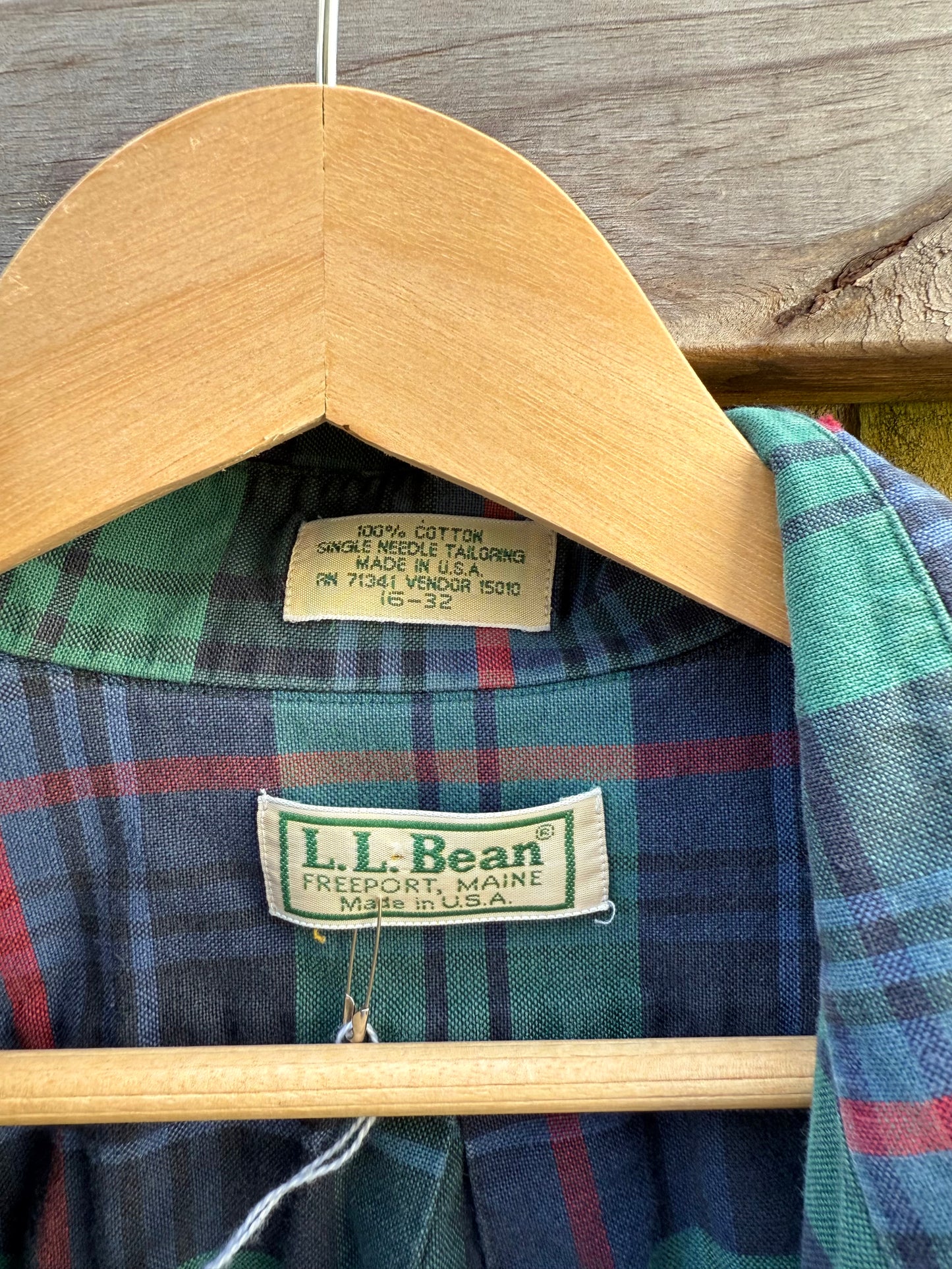 L.L. Bean Made-in-USA Plaid Flannel Vintage Navy Deep Green