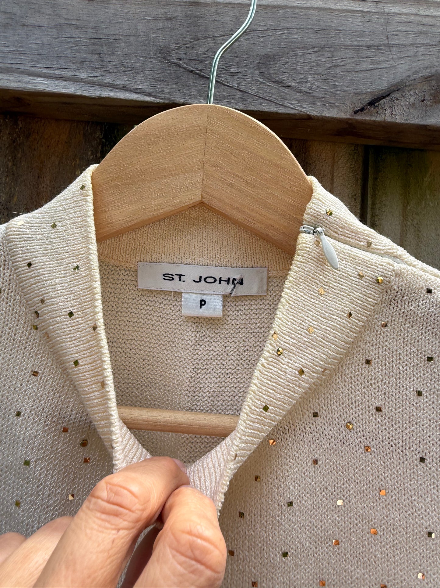 St. John Gold Confetti Knit Shell