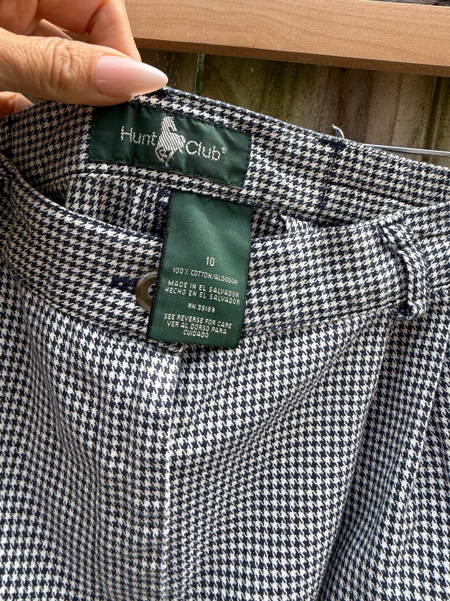Hunt Club Cotton Houndstooth Trouser | Ink Navy & Ivory | Size 10