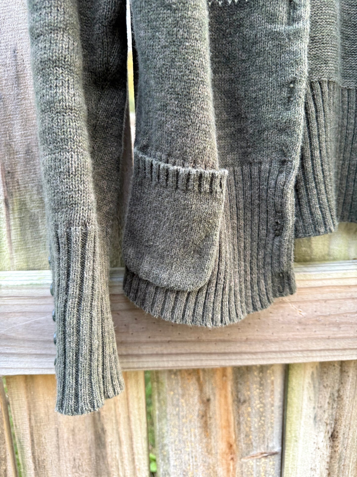 Vintage Tiara International Fair Isle Cardigan - Olive Green 90s Sweater