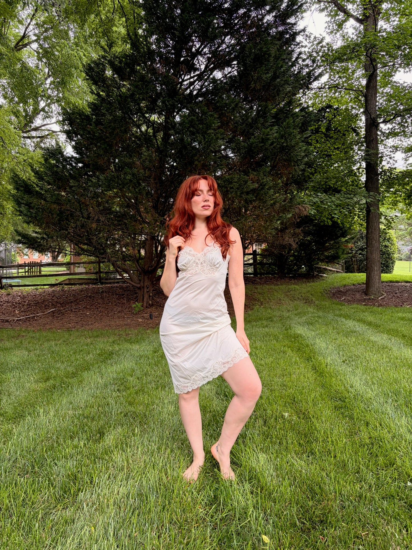Vintage Vanity Fair Lace Trim Cream Romantic Slip
